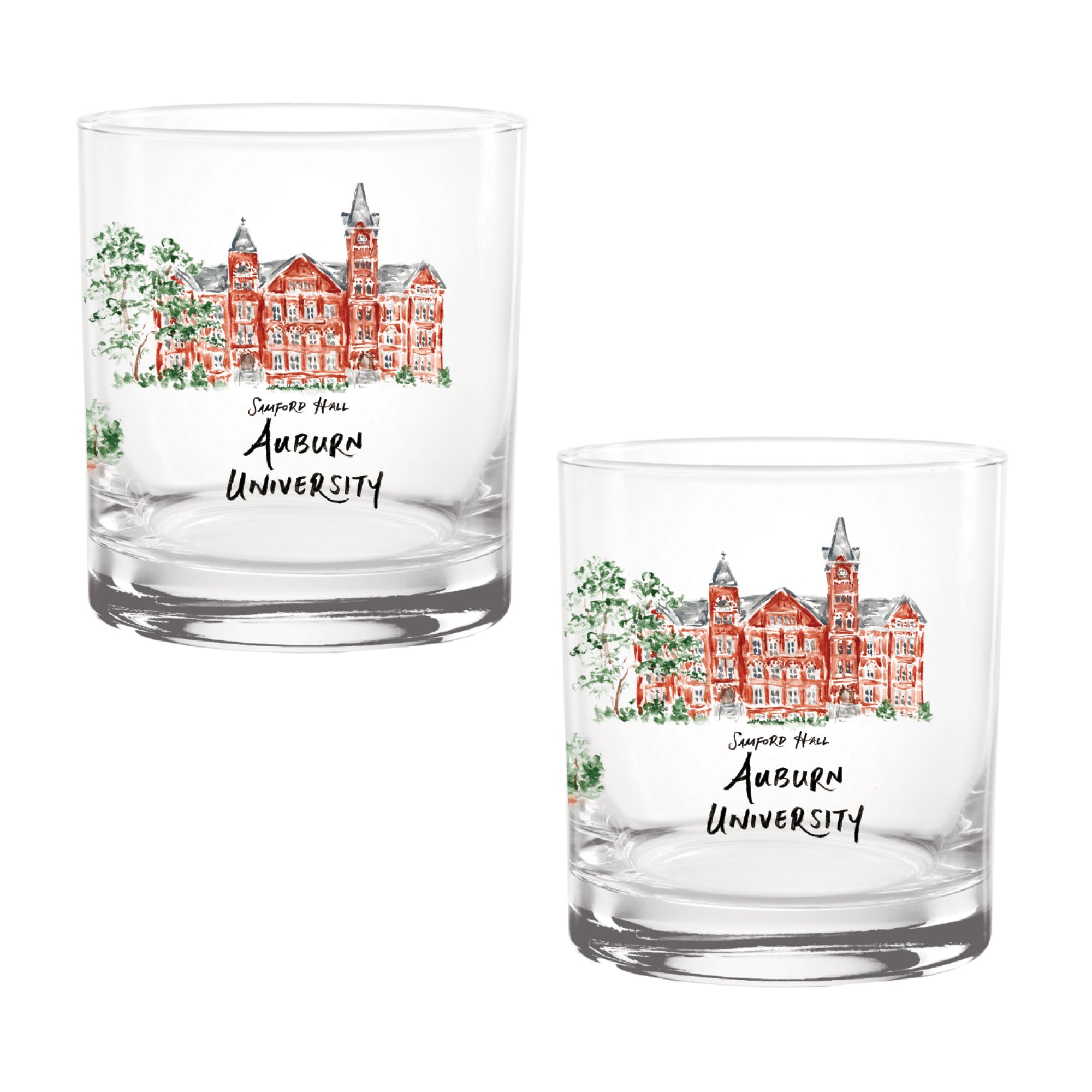 14oz Auburn Tigers Laura Wilcox University Collection 2-Pack Glass Set