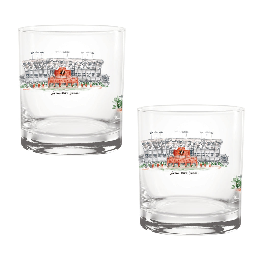 14oz Auburn Tigers Laura Wilcox University Collection 2-Pack Glass Set