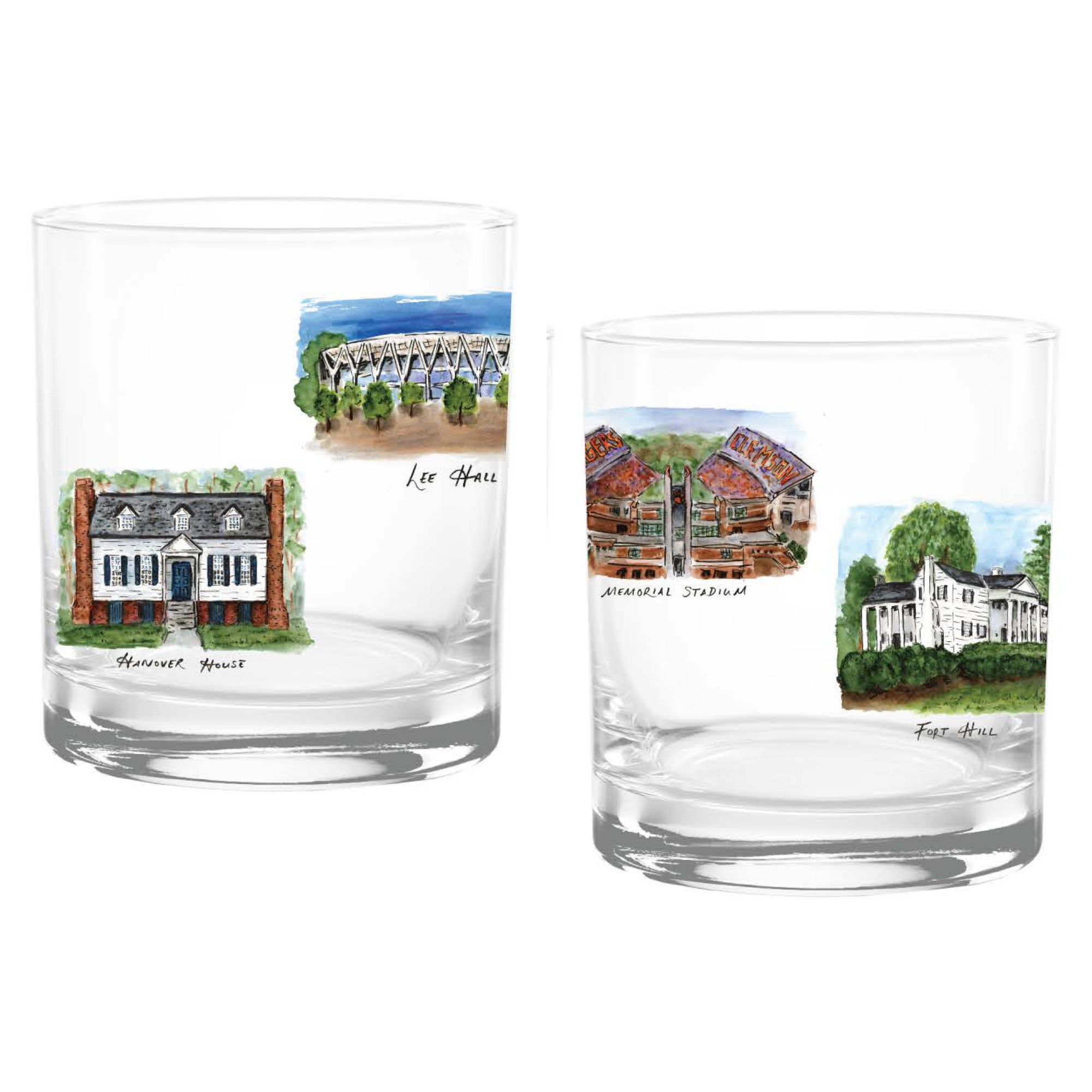 14oz Clemson Tigers Laura Wilcox University Collection 2-Pack Glass Set