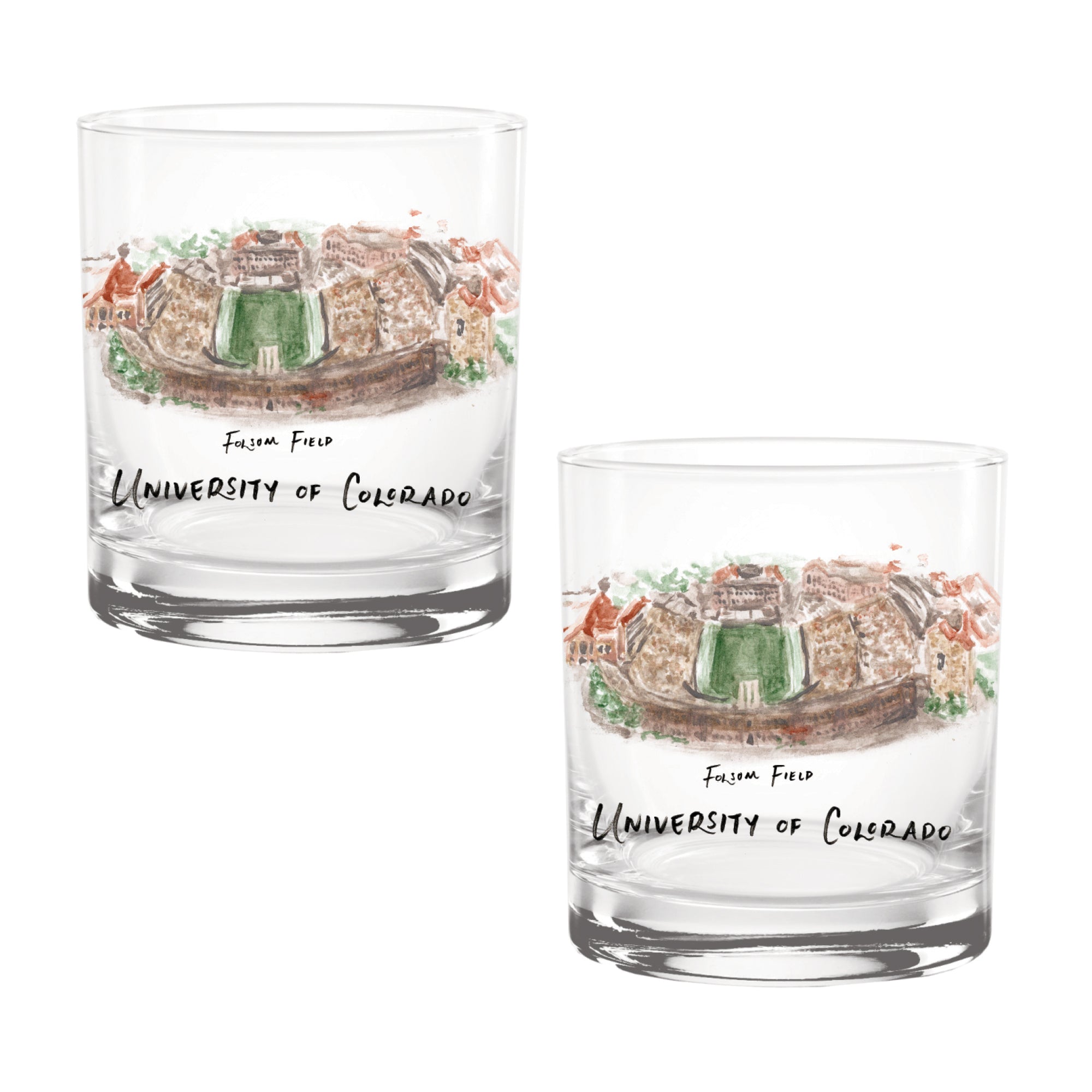 14oz Colorado Buffaloes Laura Wilcox University Collection 2-Pack Glass Set