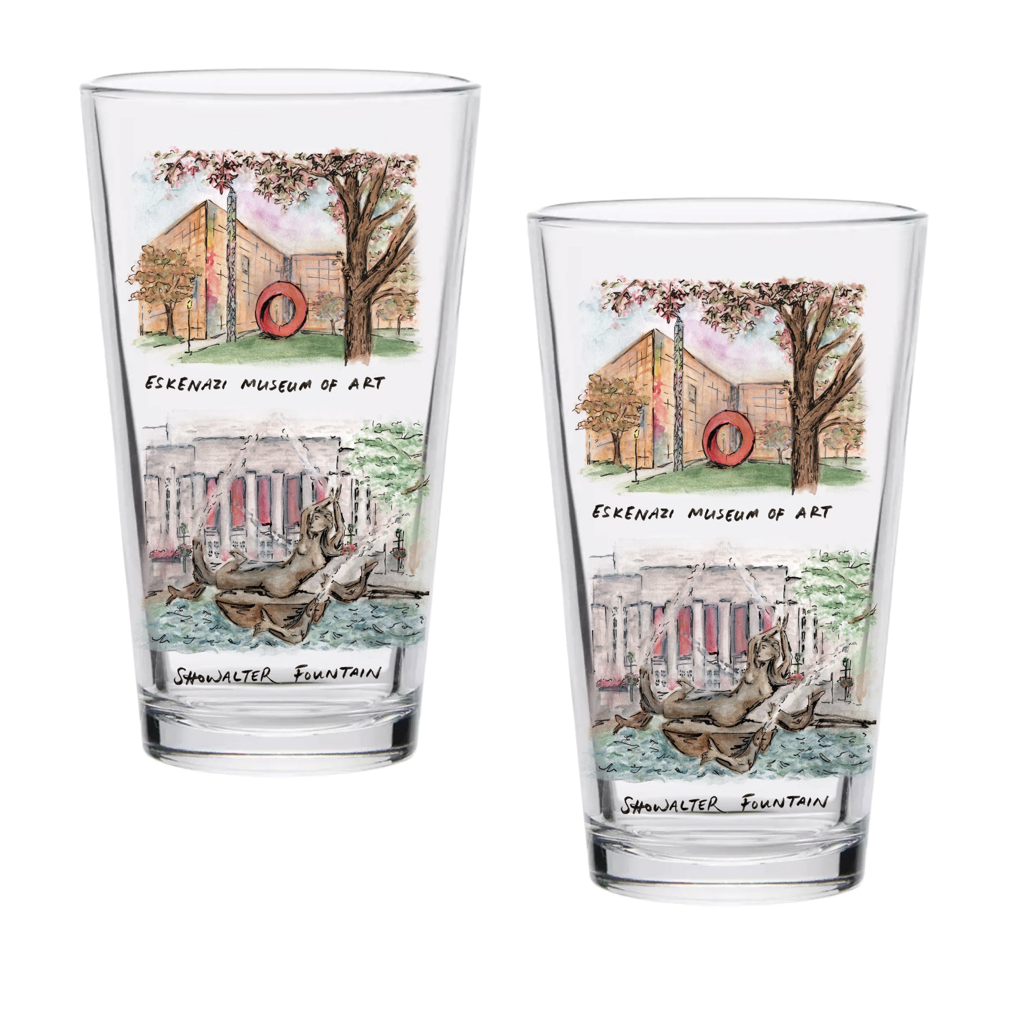 16oz Indiana Hoosiers 2-Pack Pint Set by Laura Wilcox