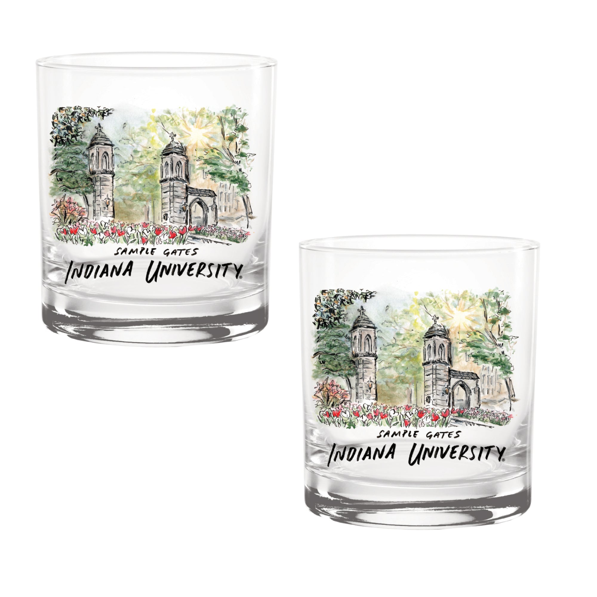 14oz Indiana Hoosiers Laura Wilcox University Collection 2-Pack Glass Set