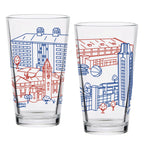 Set of 2 Kansas Jayhawks Campus Line Art 16oz Pints