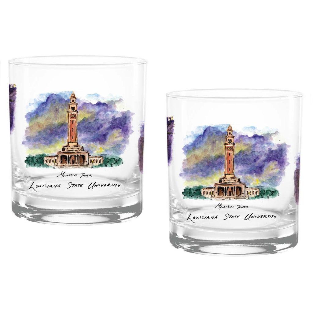 14oz LSU Tigers Laura Wilcox University Collection 2-Pack Glass Set