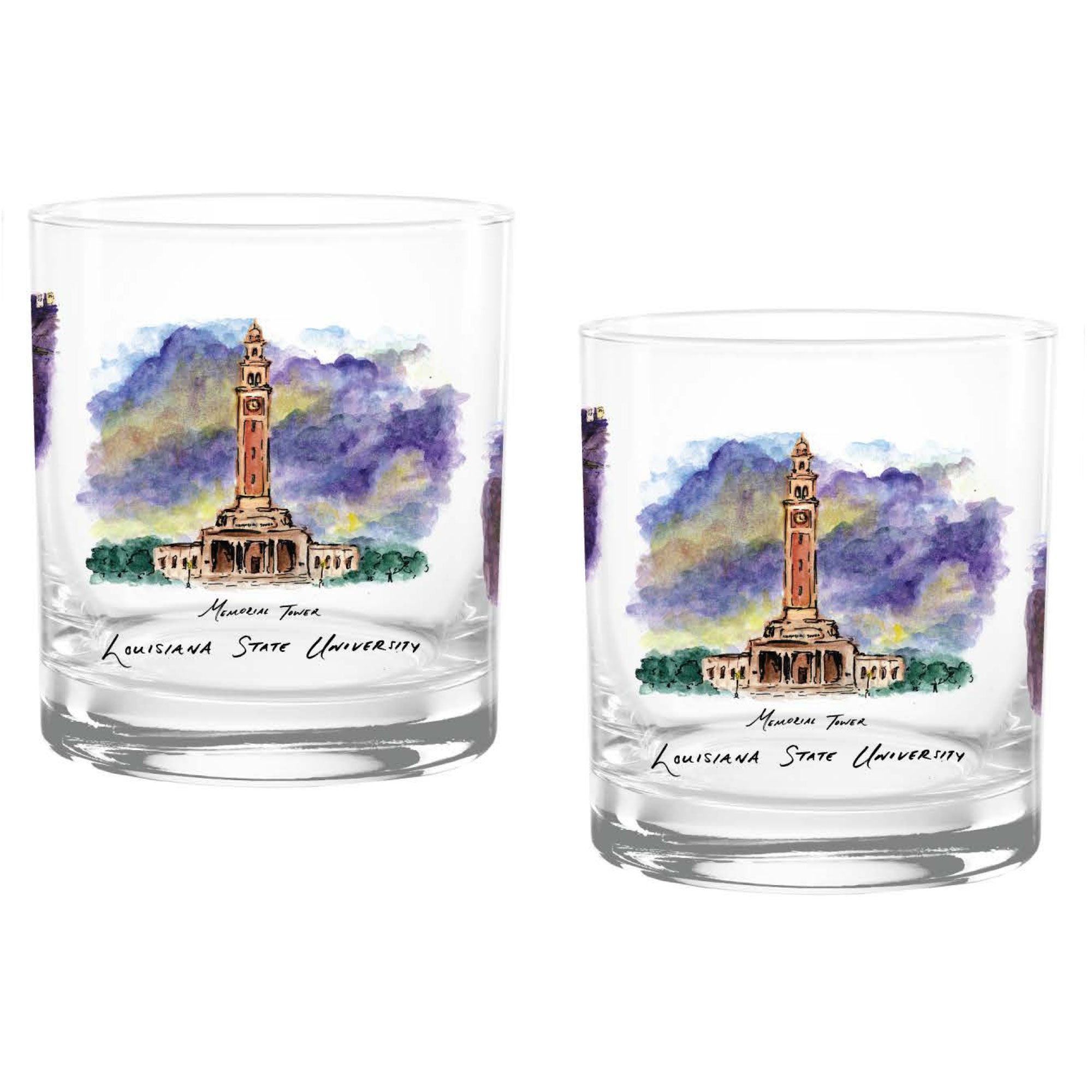 14oz LSU Tigers Laura Wilcox University Collection 2-Pack Glass Set
