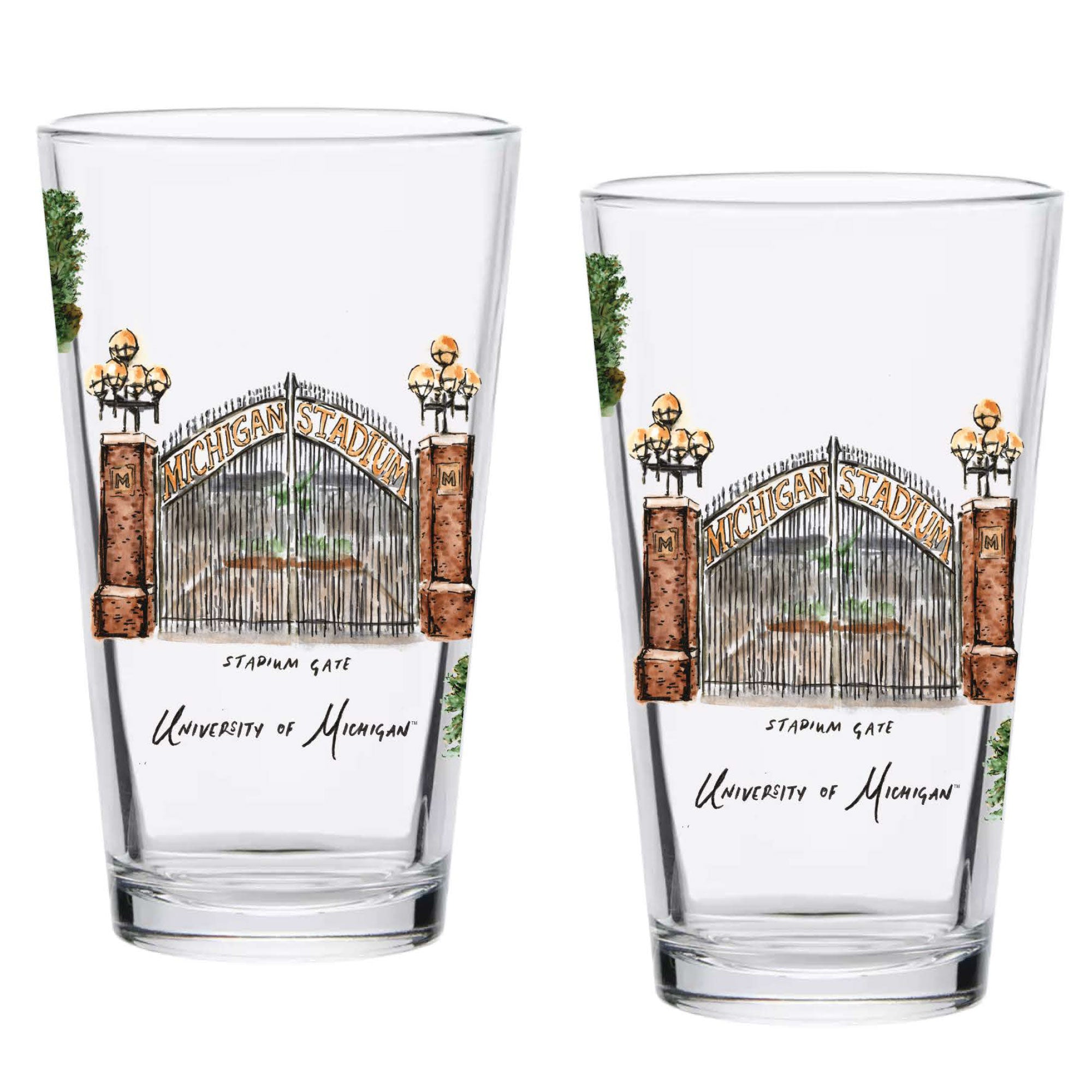 16oz Michigan Wolverines 2-Pack Pint Set by Laura Wilcox