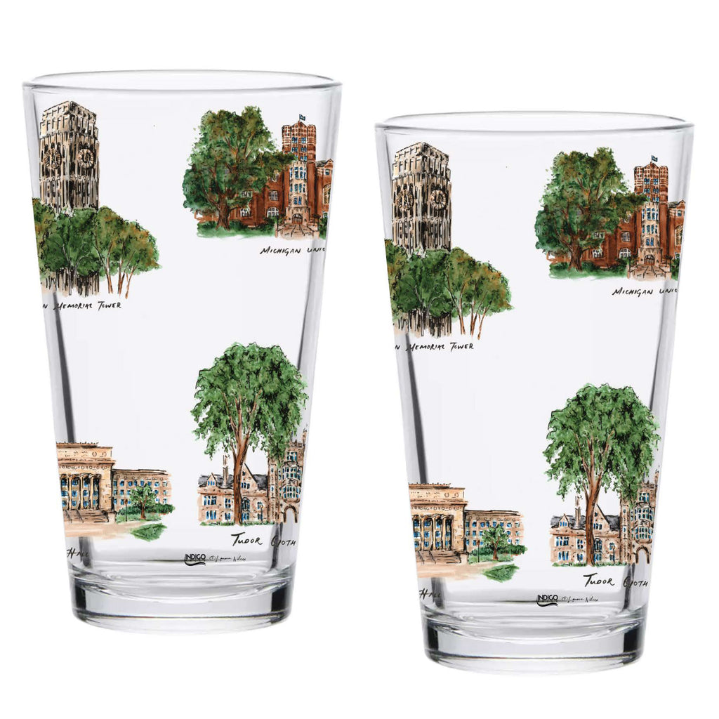 16oz Michigan Wolverines 2-Pack Pint Set by Laura Wilcox