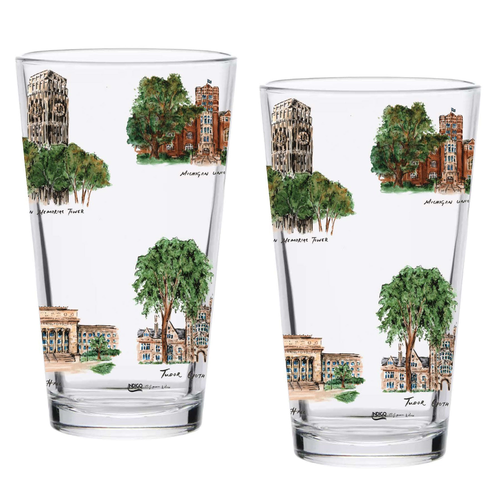16oz Michigan Wolverines 2-Pack Pint Set by Laura Wilcox