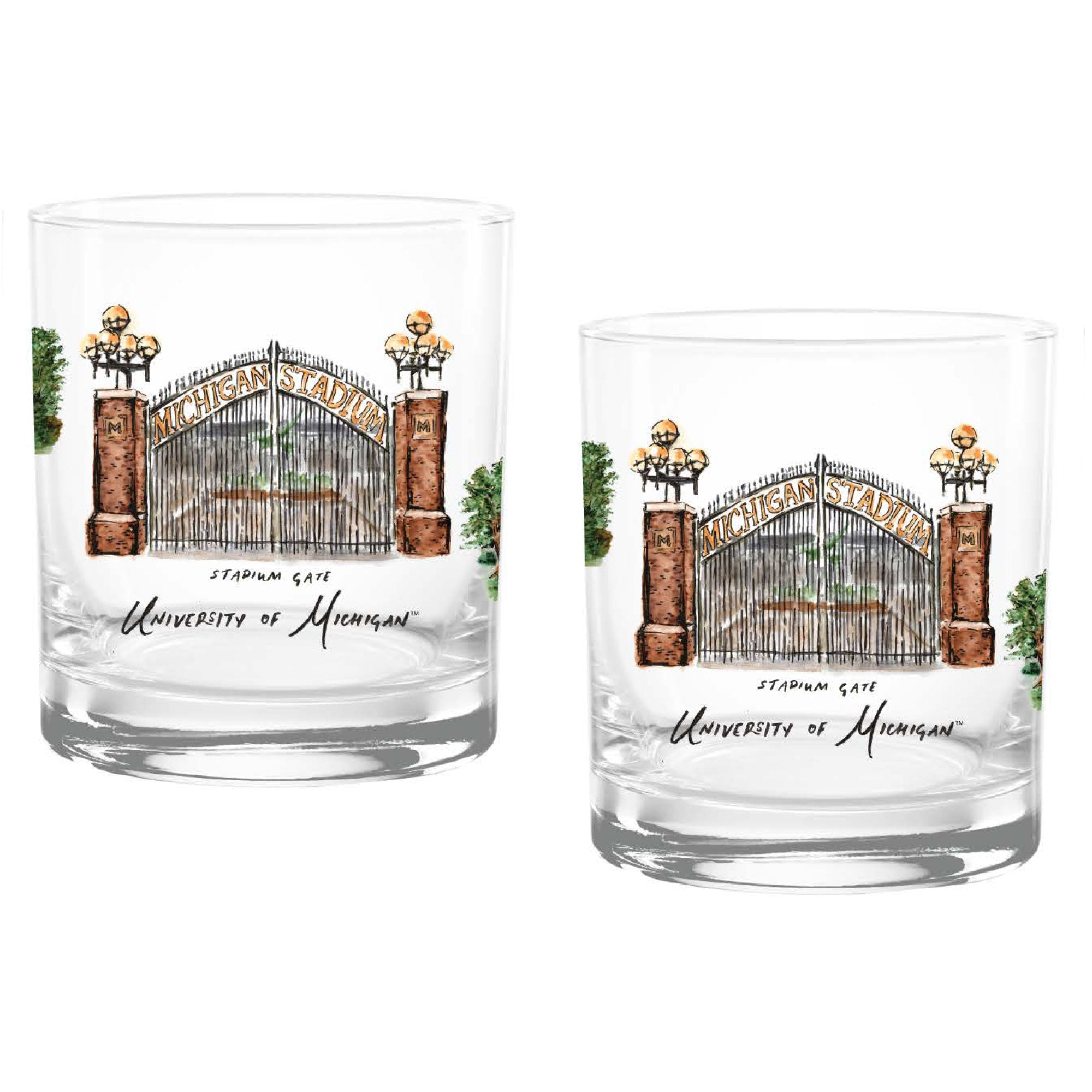 14oz Michigan Wolverines Laura Wilcox University Collection 2-Pack Glass Set