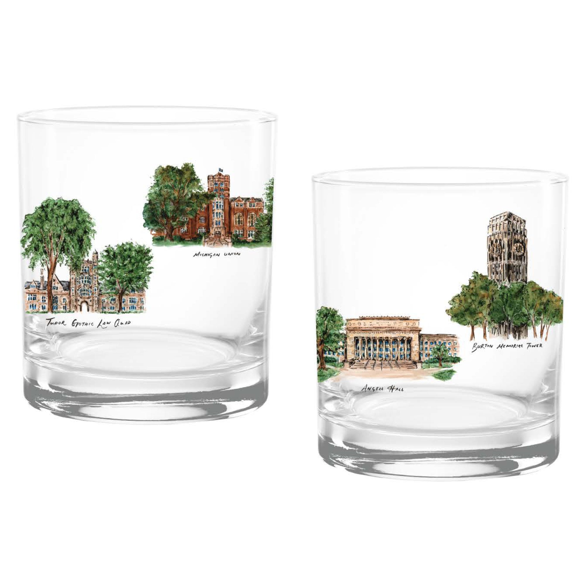 14oz Michigan Wolverines Laura Wilcox University Collection 2-Pack Glass Set