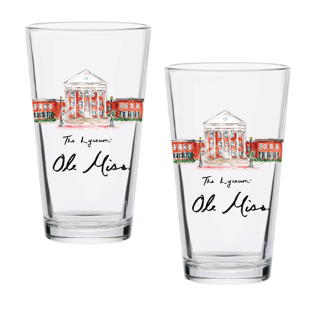 16oz Ole Miss Rebels 2-Pack Pint Set by Laura Wilcox