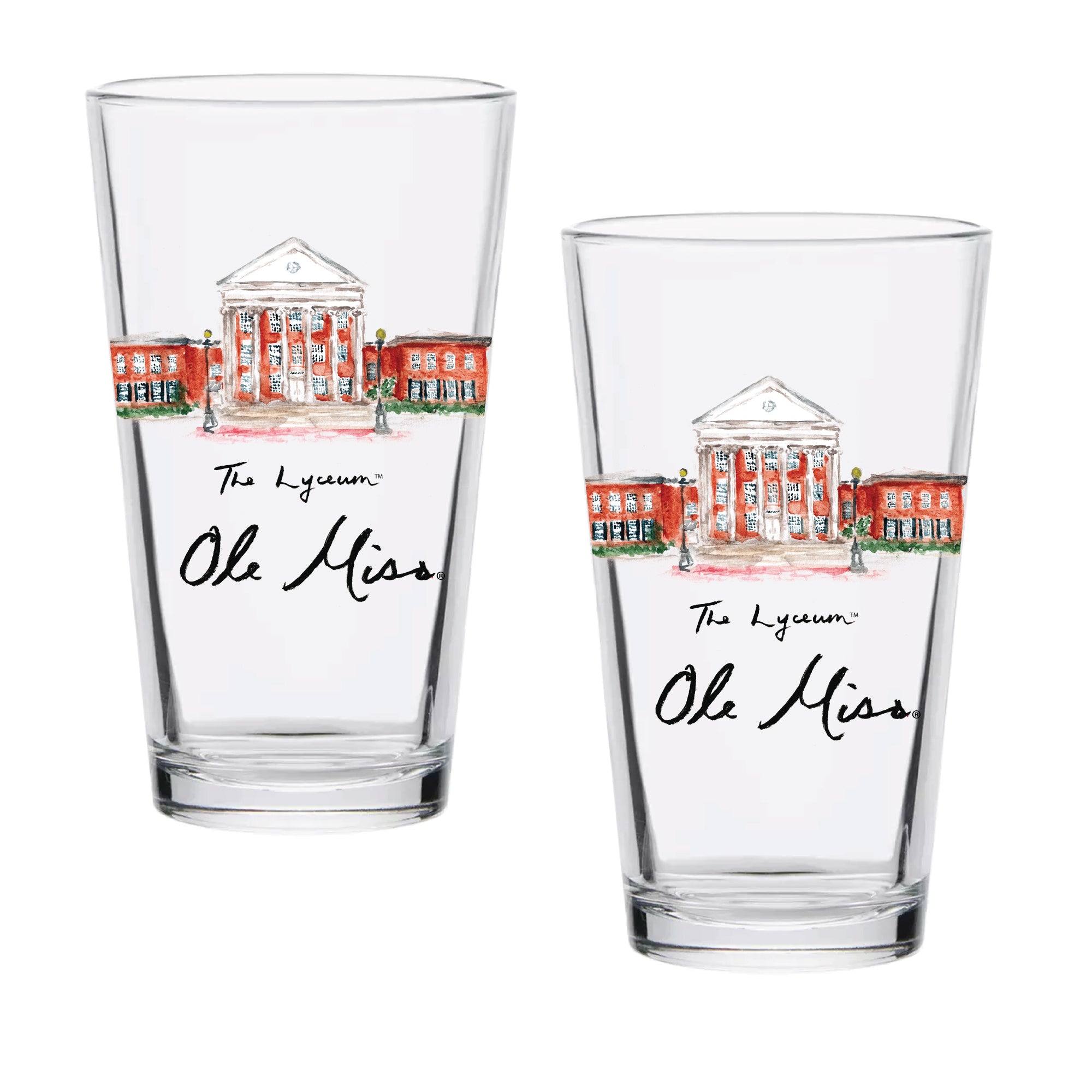 16oz Ole Miss Rebels 2-Pack Pint Set by Laura Wilcox