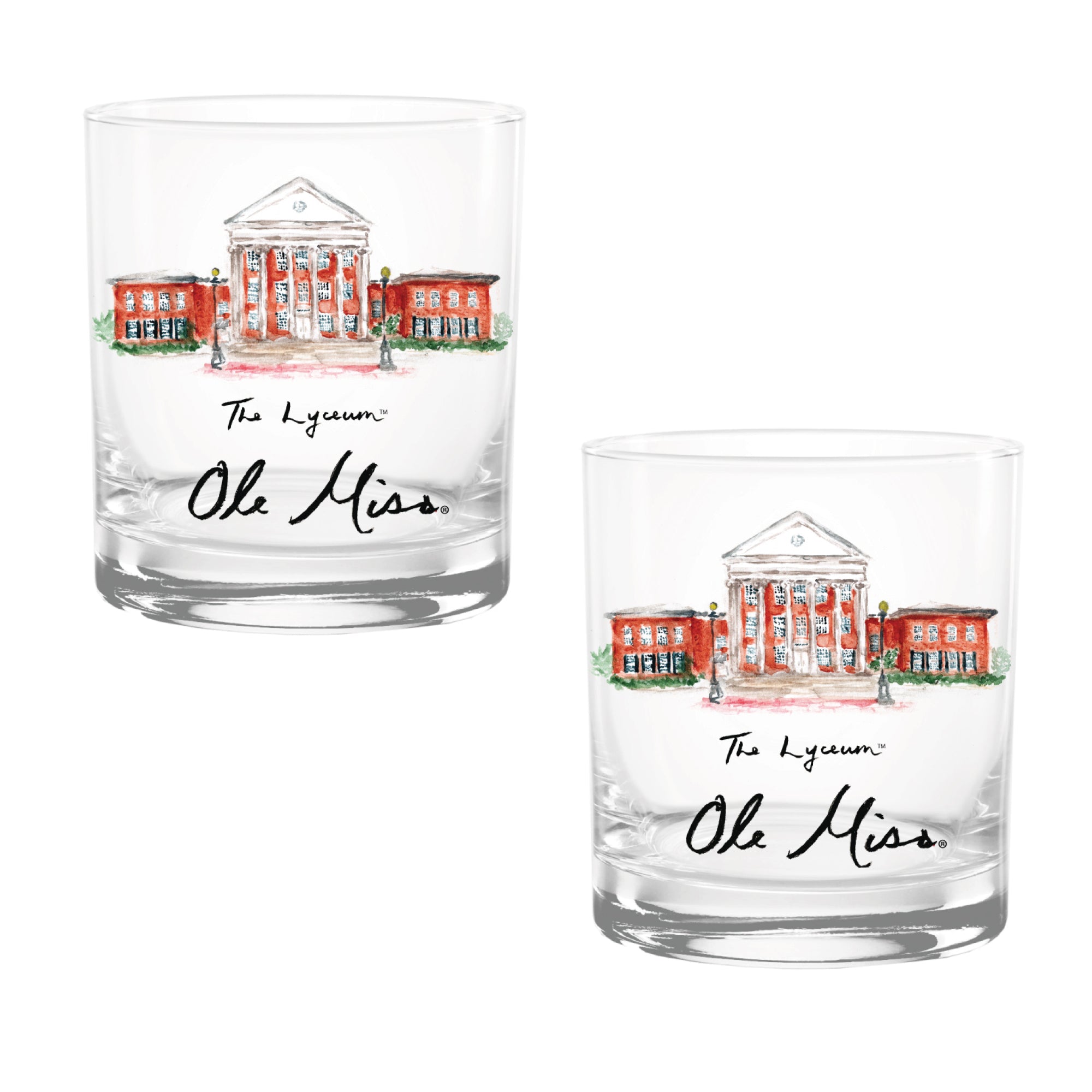 14oz Ole Miss Rebels Laura Wilcox University Collection 2-Pack Glass Set