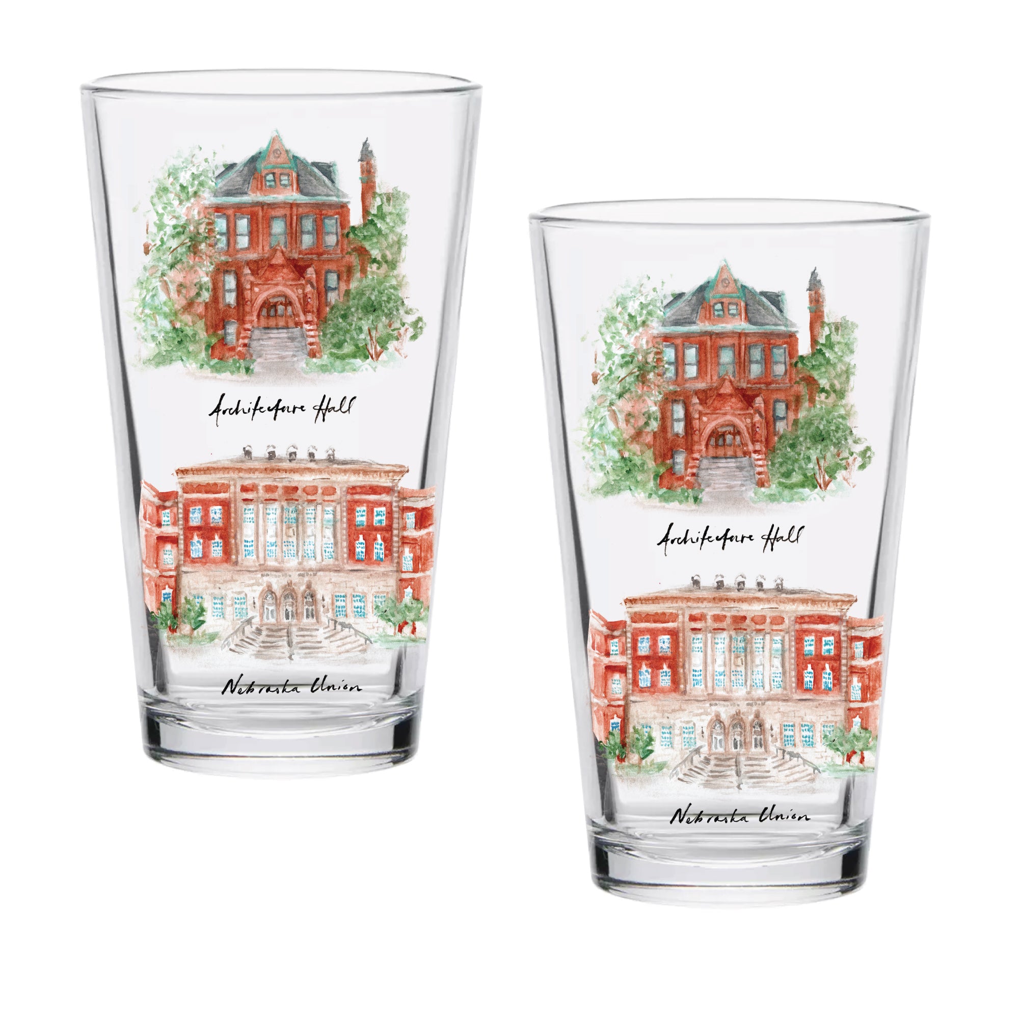 16oz Nebraska Cornhuskers 2-Pack Pint Set by Laura Wilcox