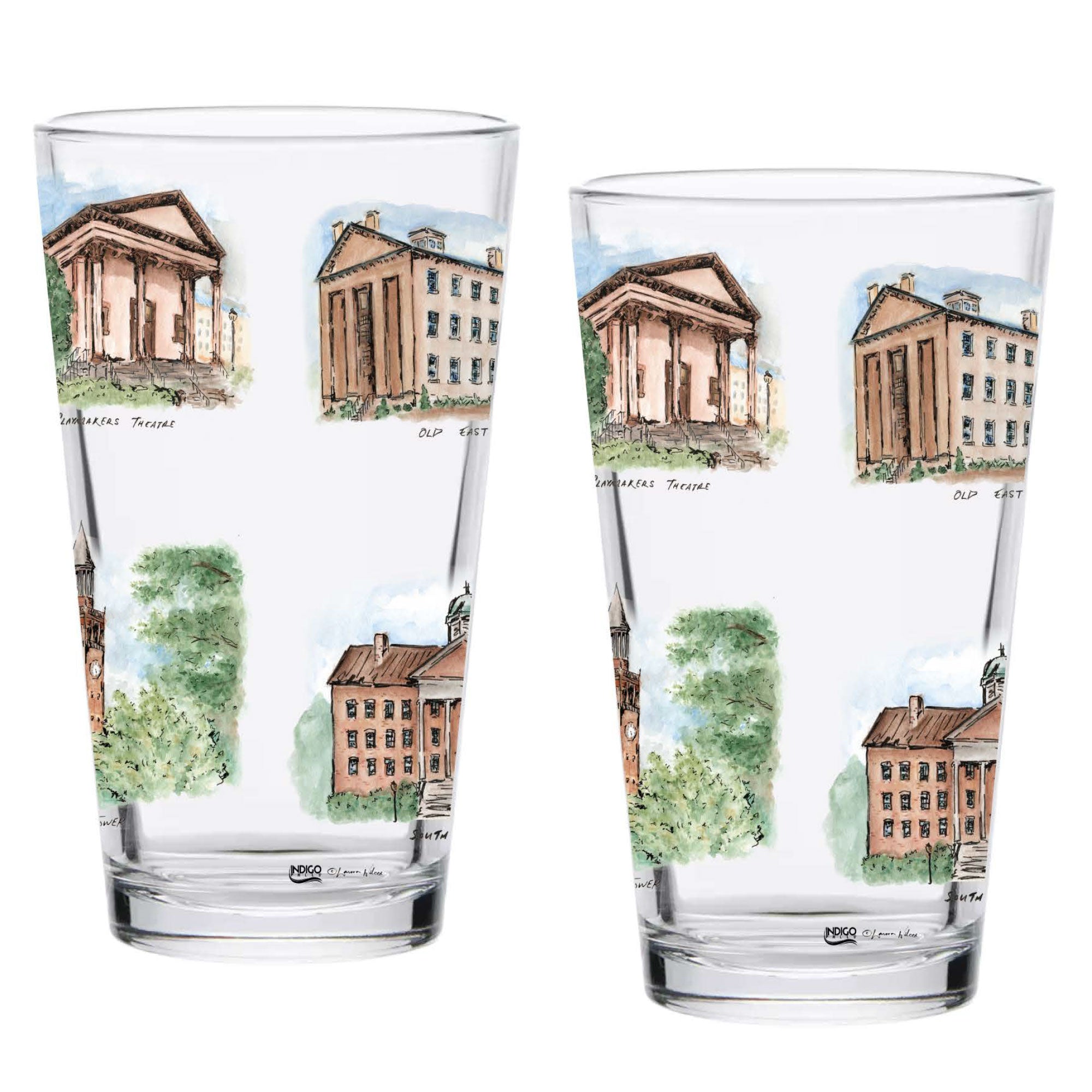 16oz North Carolina Tar Heels 2-Pack Pint Set by Laura Wilcox