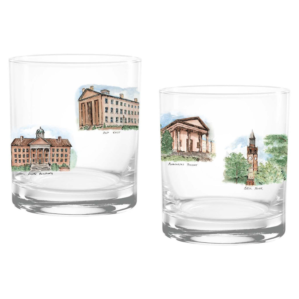 14oz North Carolina Tar Heels Laura Wilcox University Collection 2-Pack Glass Set
