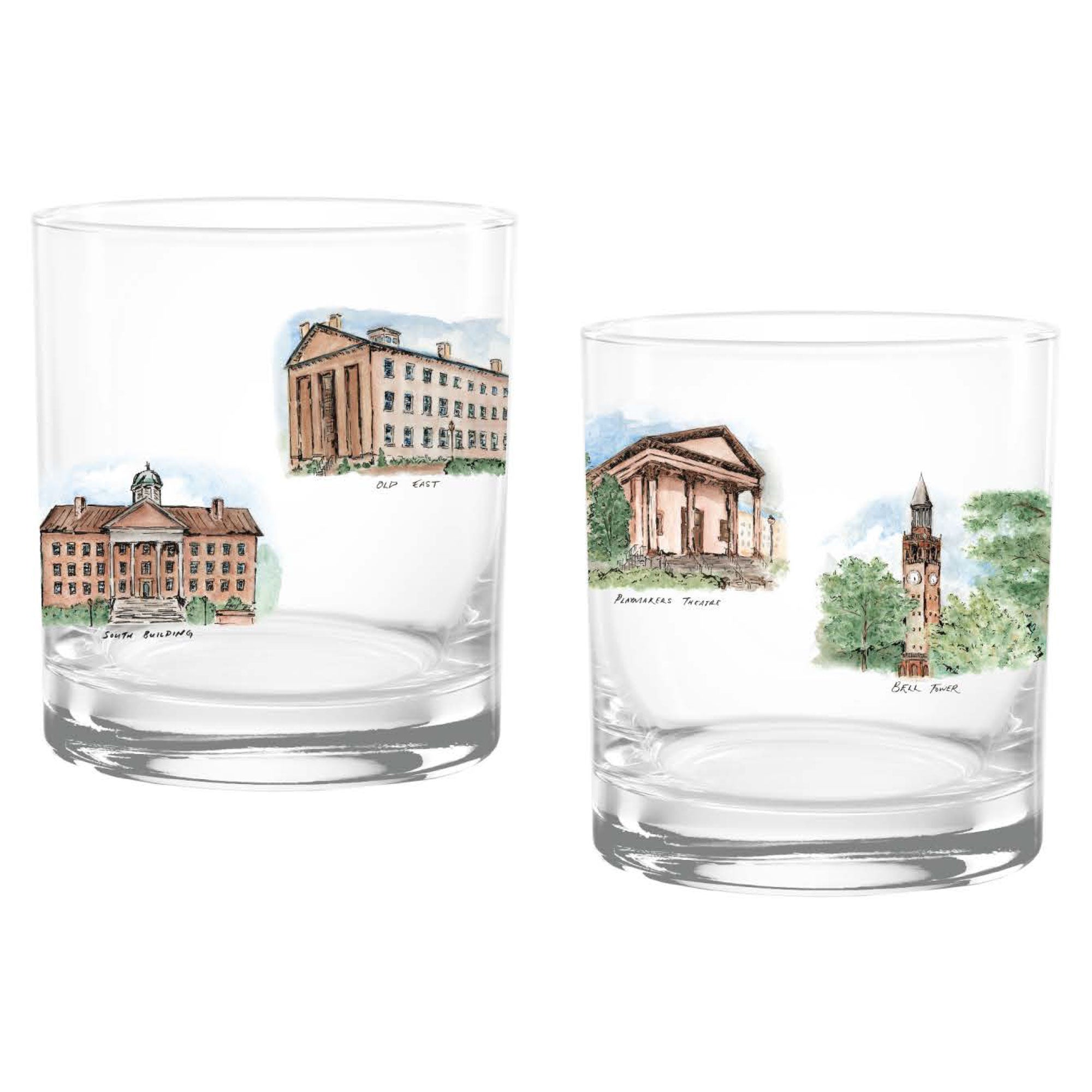 14oz North Carolina Tar Heels Laura Wilcox University Collection 2-Pack Glass Set