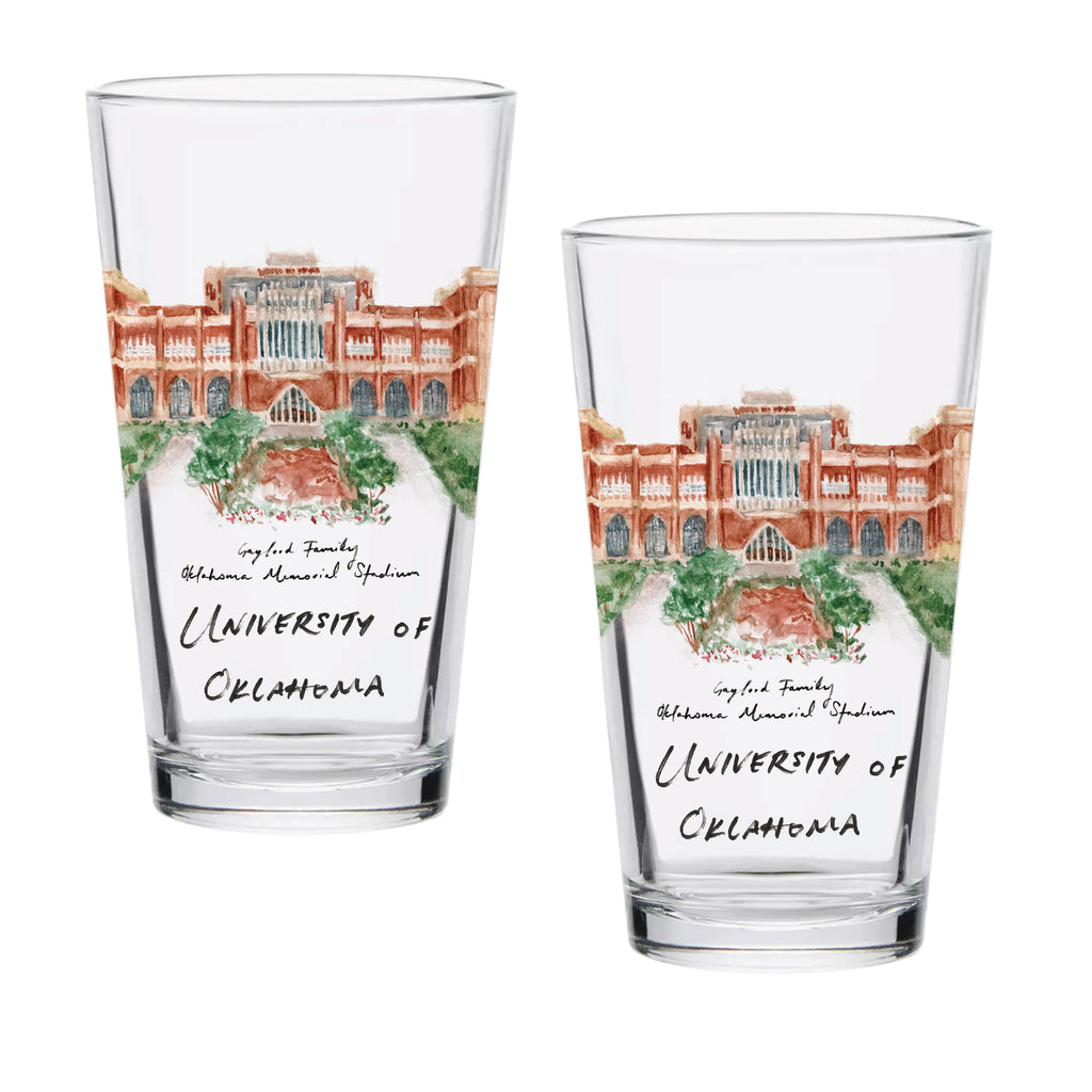 16oz Oklahoma Sooners 2-Pack Pint Set by Laura Wilcox