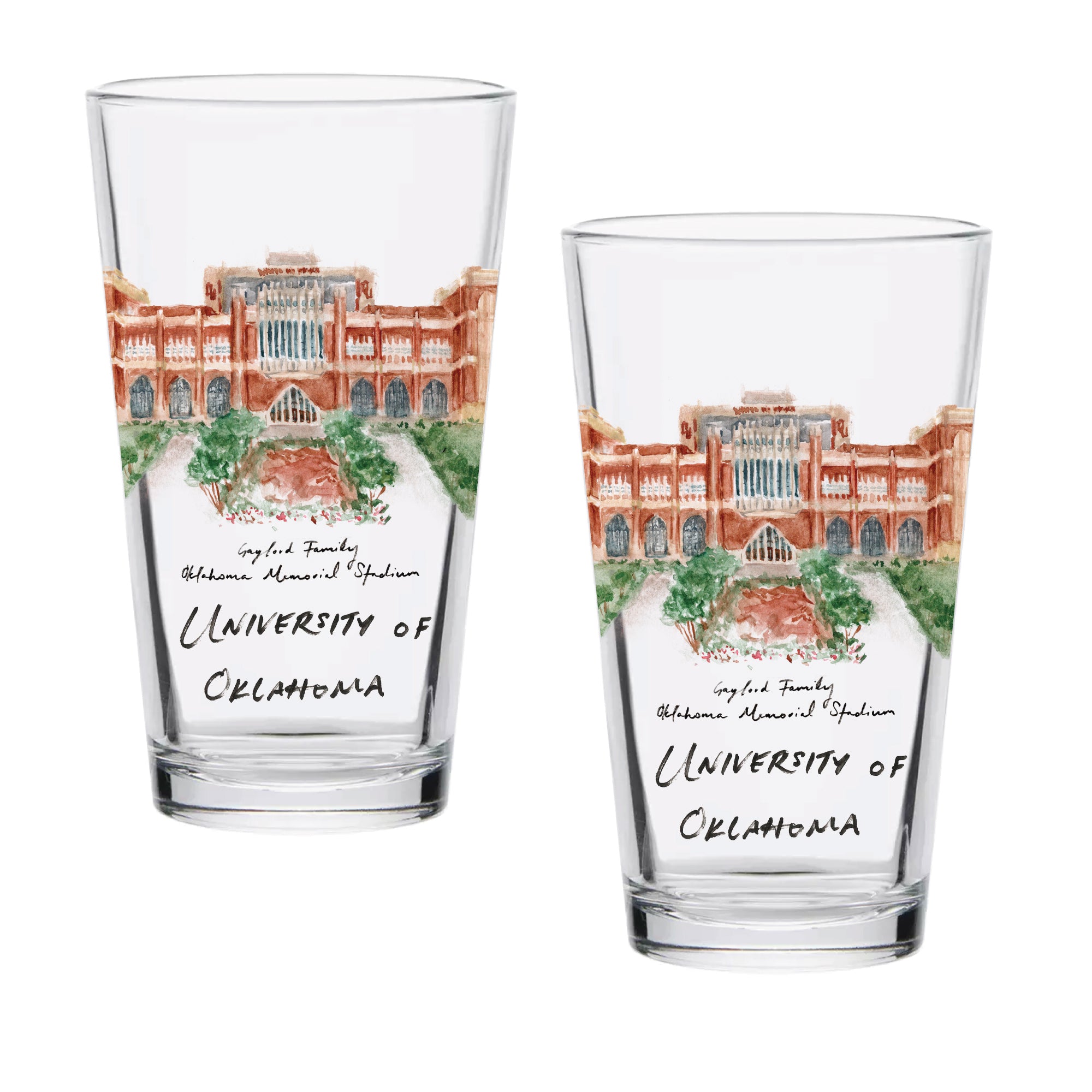 16oz Oklahoma Sooners 2-Pack Pint Set by Laura Wilcox