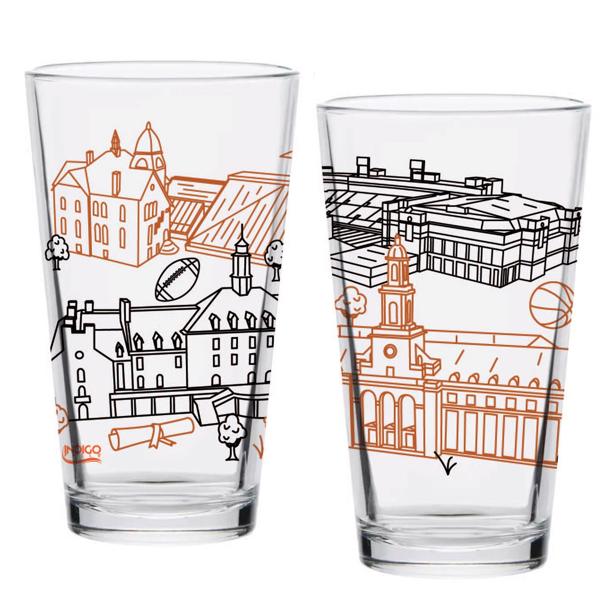 Set of 2 Oklahoma State Cowboys Campus Line Art 16oz Pints