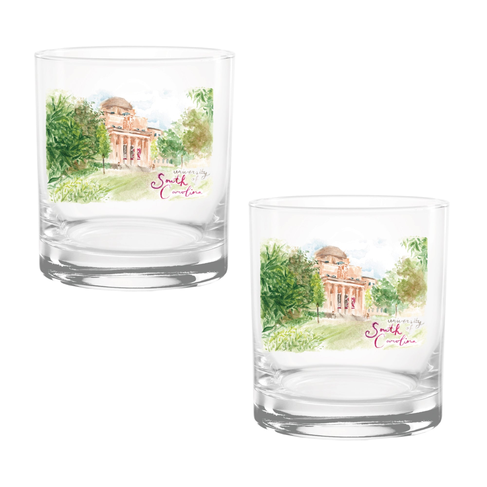 14oz South Carolina Gamecocks Laura Wilcox University Collection 2-Pack Glass Set