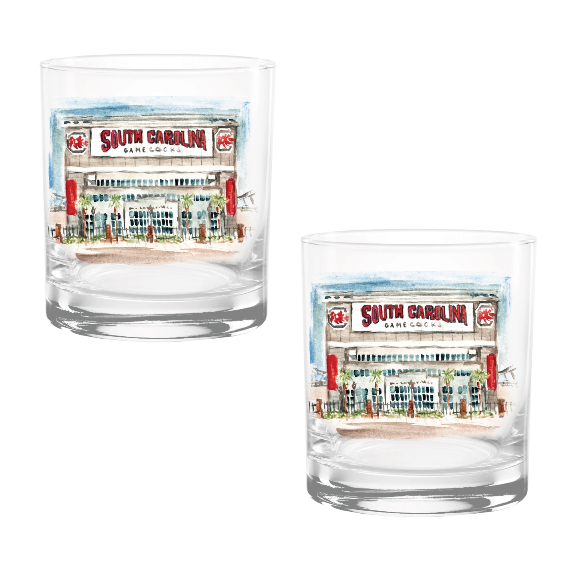 14oz South Carolina Gamecocks Laura Wilcox University Collection 2-Pack Glass Set