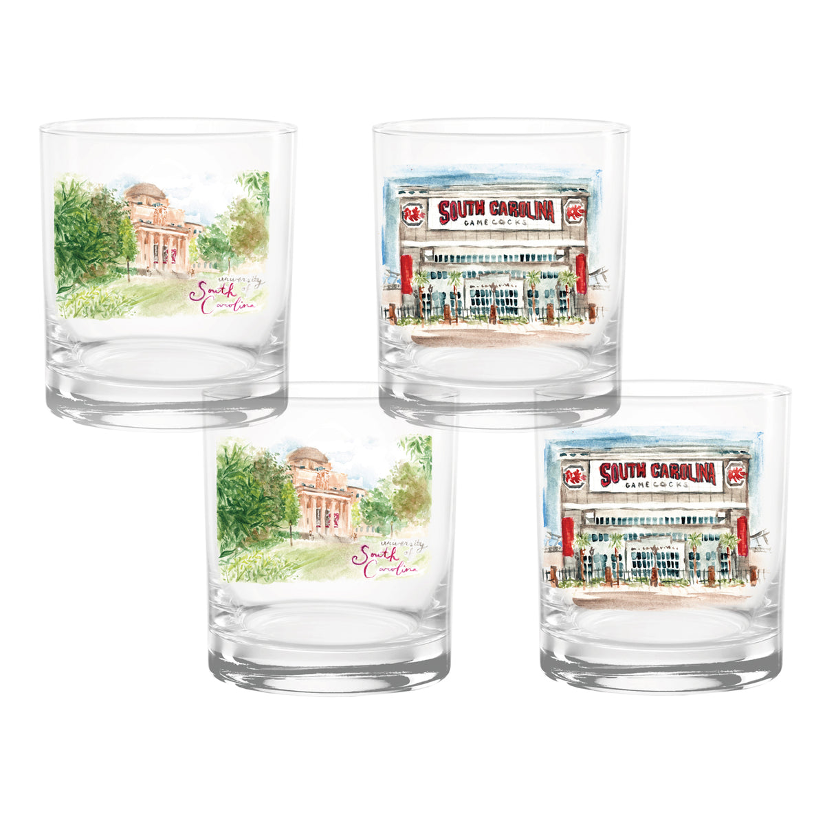 Set of 4 South Carolina Gamecocks Laura Wilcox University Collection 14oz Rocks Glasses