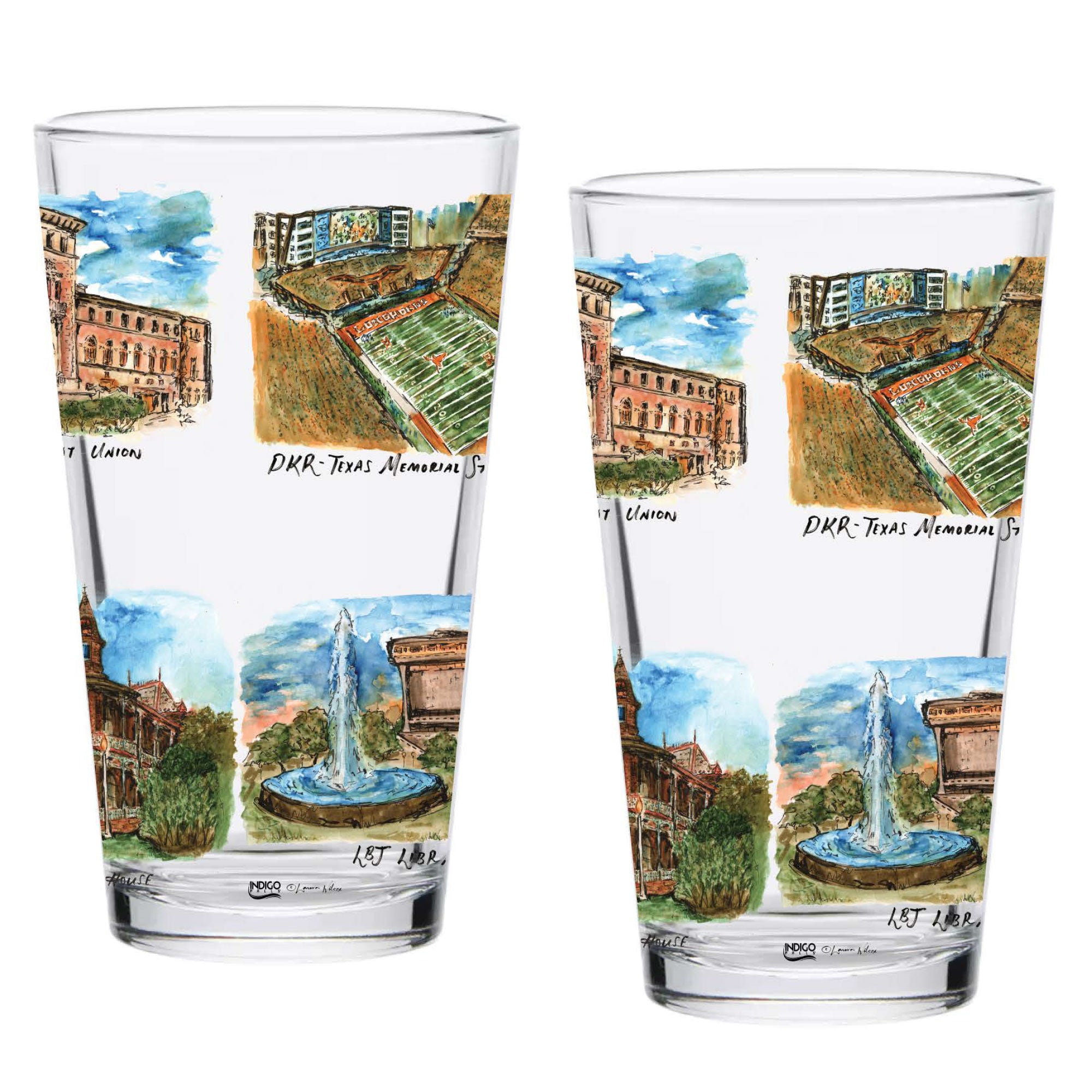 16oz Texas Longhorns 2-Pack Pint Set by Laura Wilcox