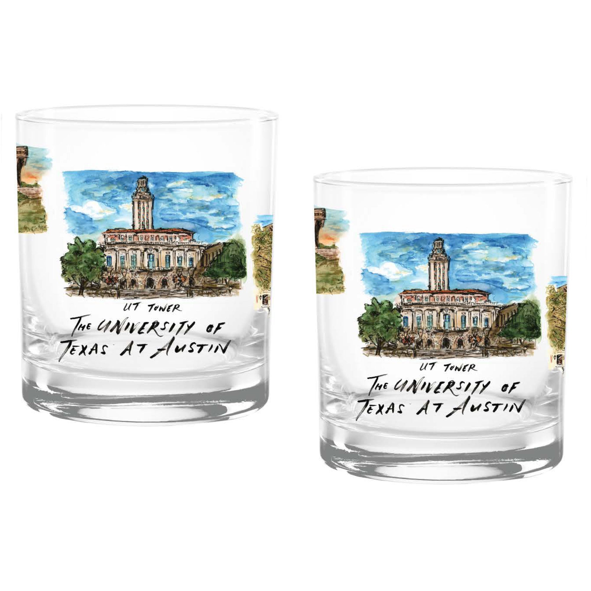14oz Texas Longhorns Laura Wilcox University Collection 2-Pack Glass Set