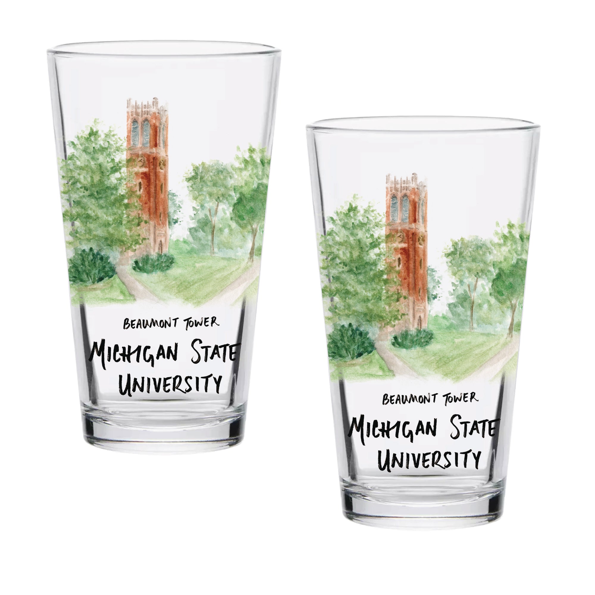 16oz Michigan State Spartans 2-Pack Pint Set by Laura Wilcox