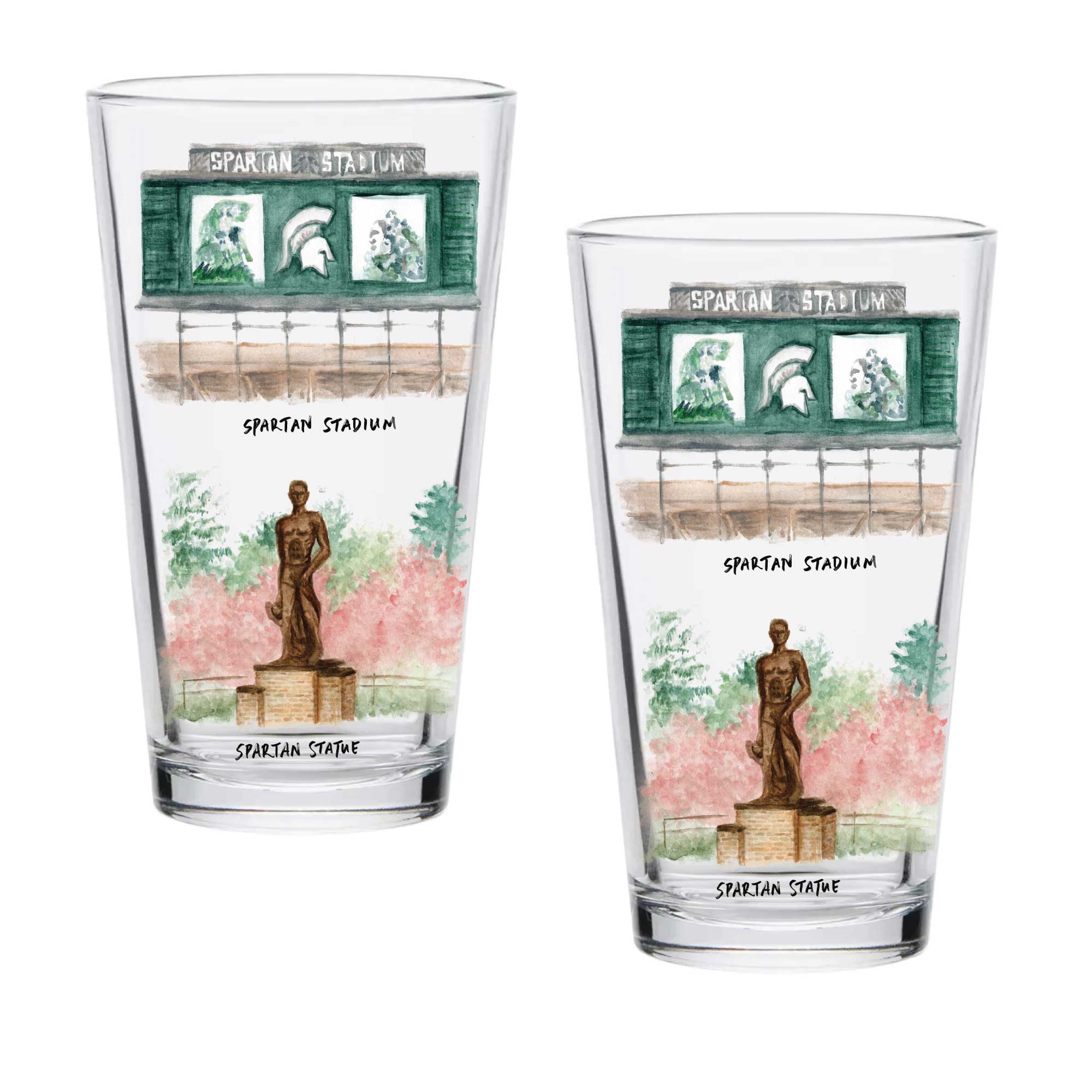 16oz Michigan State Spartans 2-Pack Pint Set by Laura Wilcox