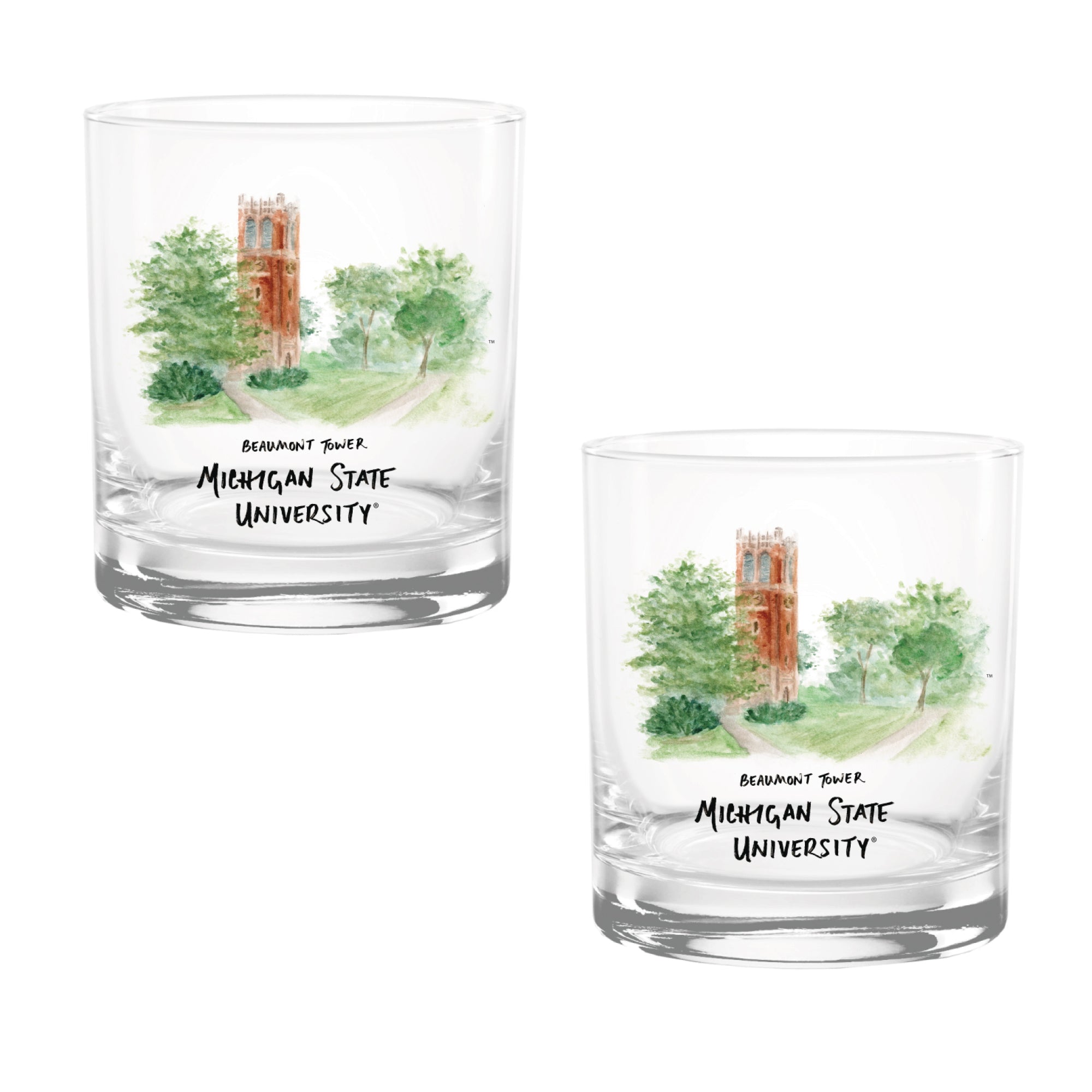 14oz Michigan State Spartans Laura Wilcox University Collection 2-Pack Glass Set