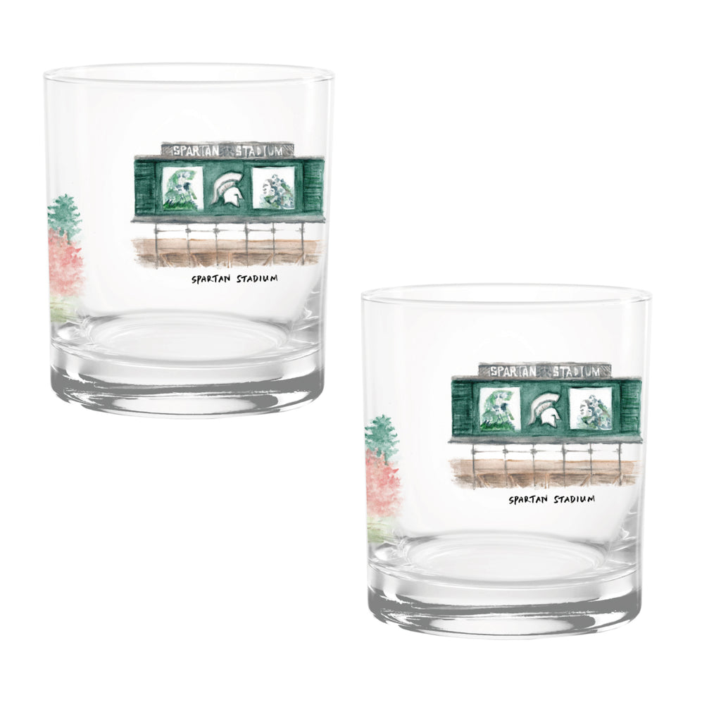 14oz Michigan State Spartans Laura Wilcox University Collection 2-Pack Glass Set