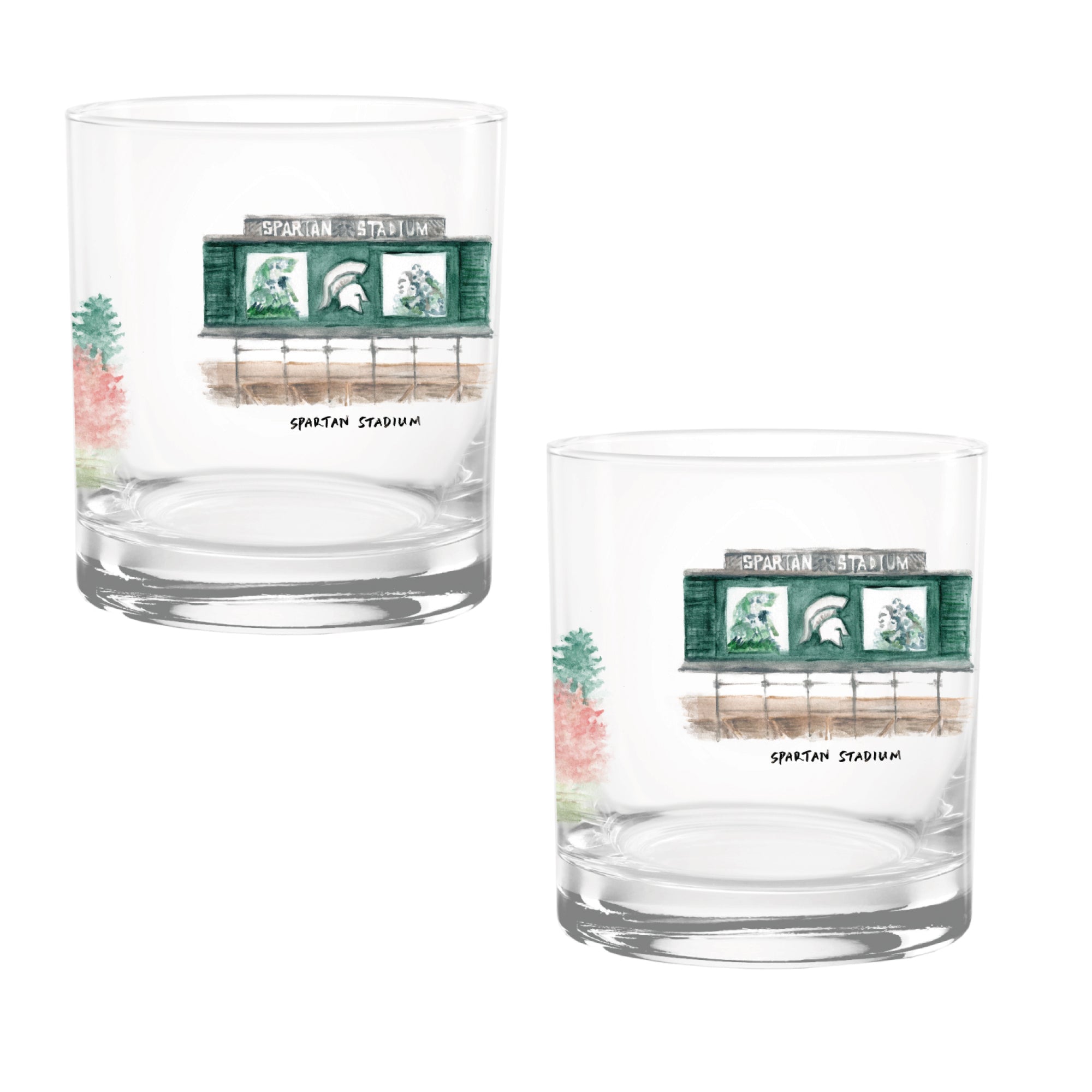 14oz Michigan State Spartans Laura Wilcox University Collection 2-Pack Glass Set