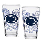 Set of 2 Penn State Nittany Lions Campus Line Art 16oz Pints