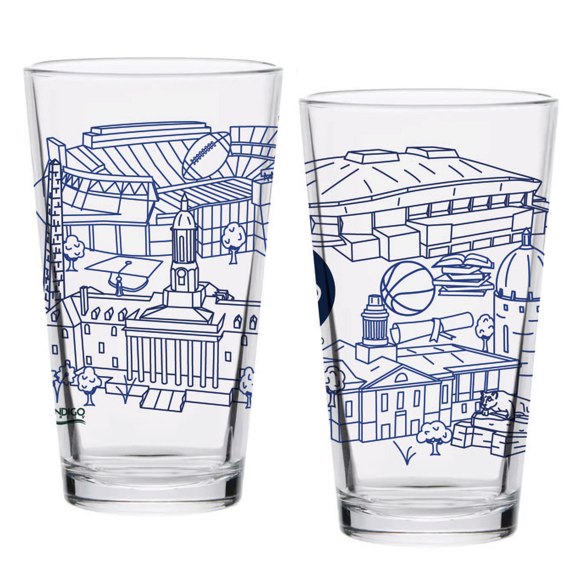 Set of 2 Penn State Nittany Lions Campus Line Art 16oz Pints