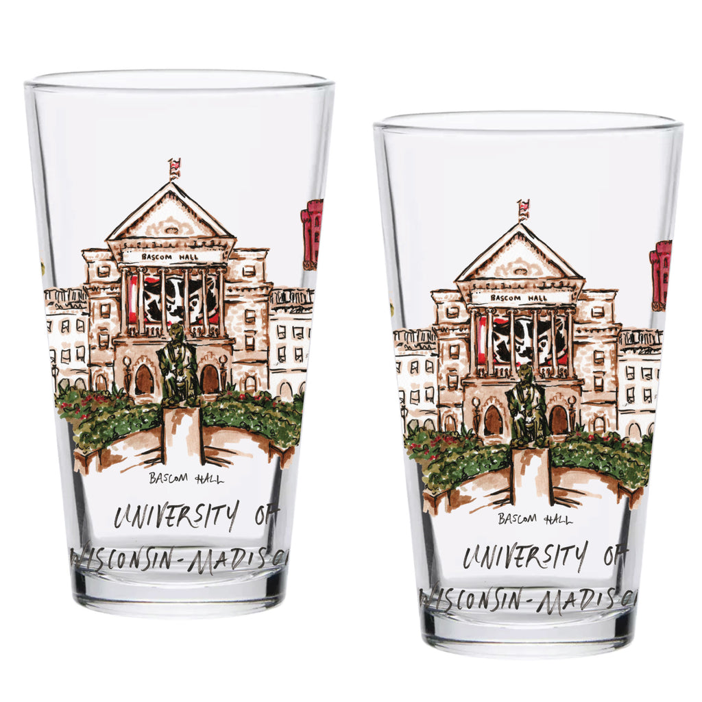 16oz Wisconsin Badgers 2-Pack Pint Set by Laura Wilcox