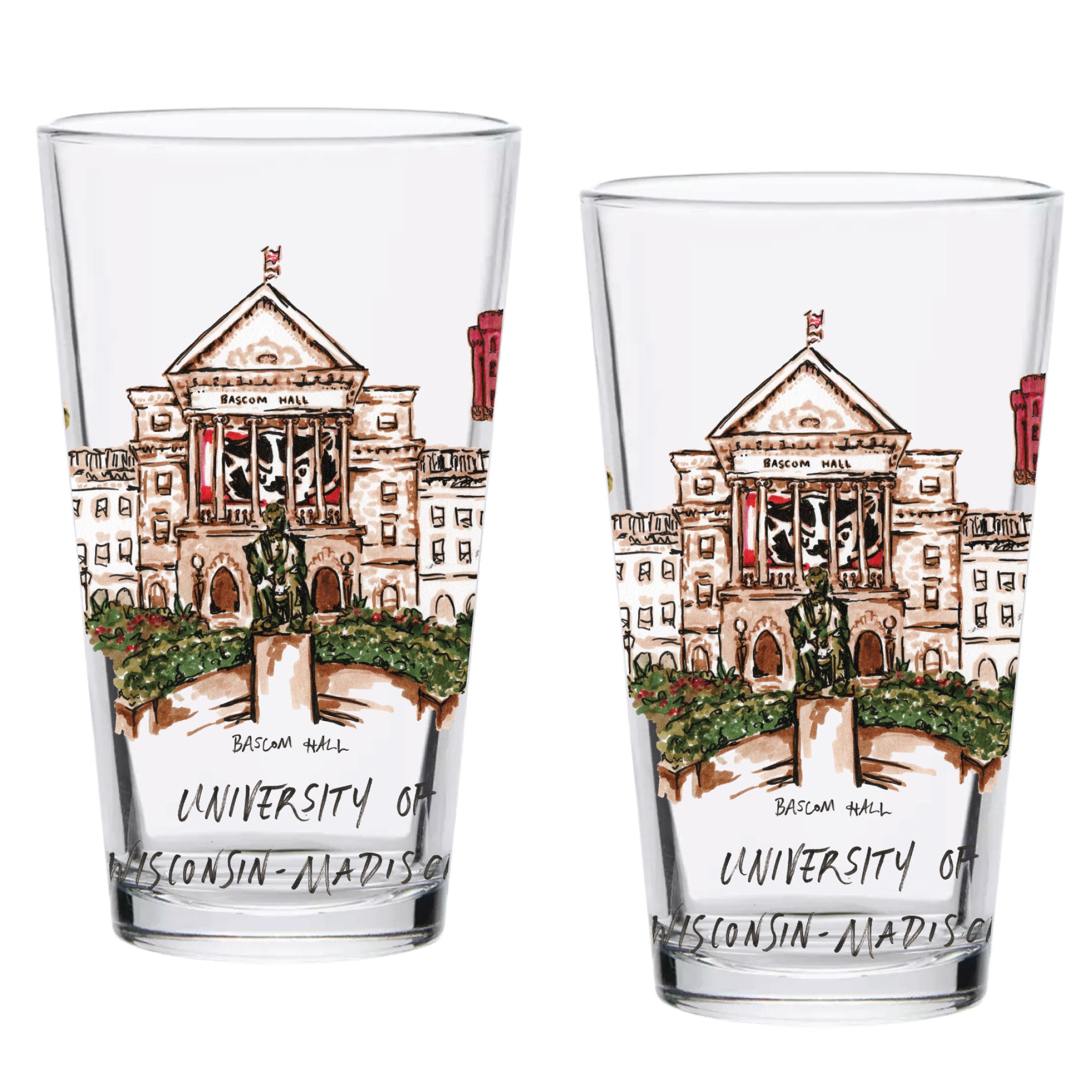 16oz Wisconsin Badgers 2-Pack Pint Set by Laura Wilcox