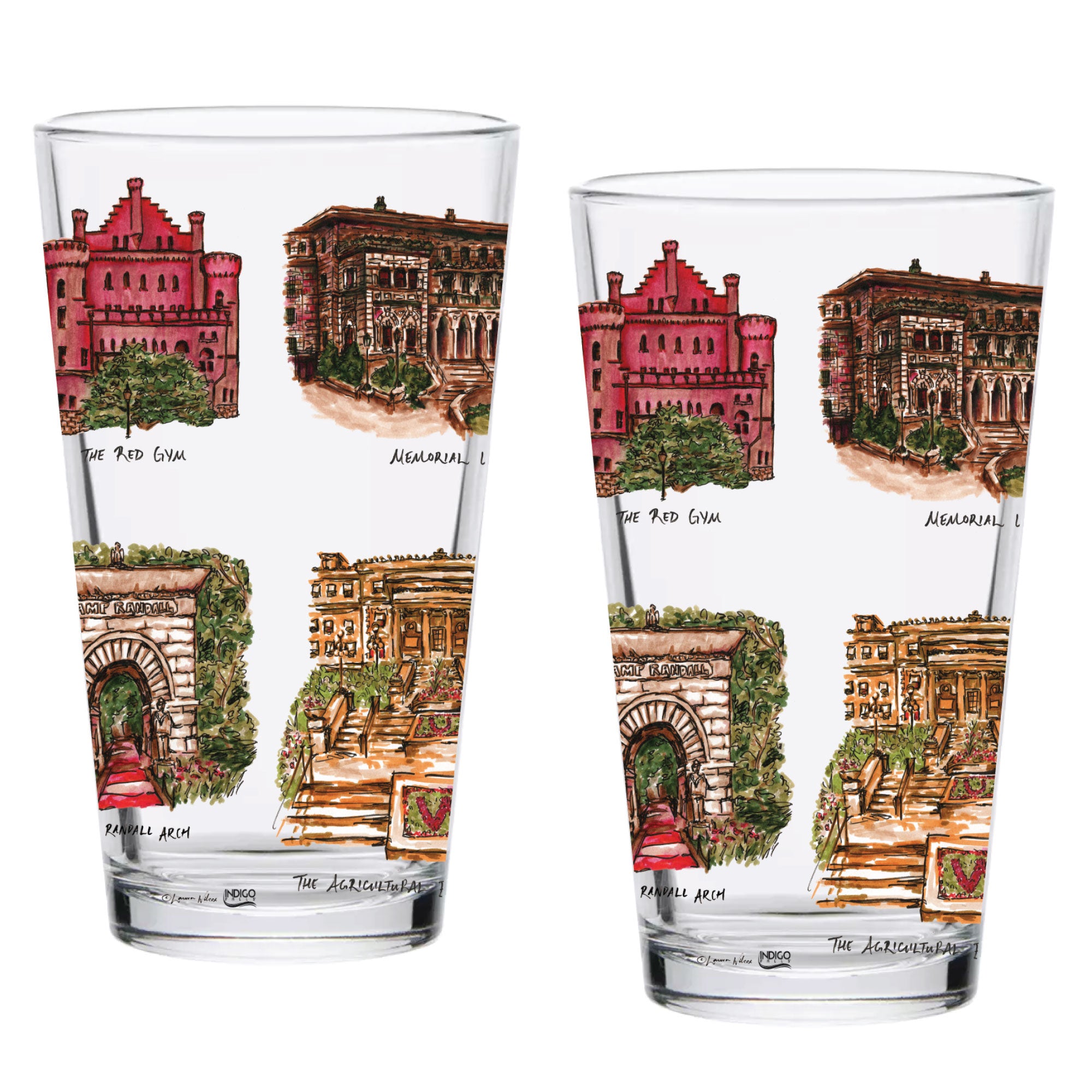 16oz Wisconsin Badgers 2-Pack Pint Set by Laura Wilcox