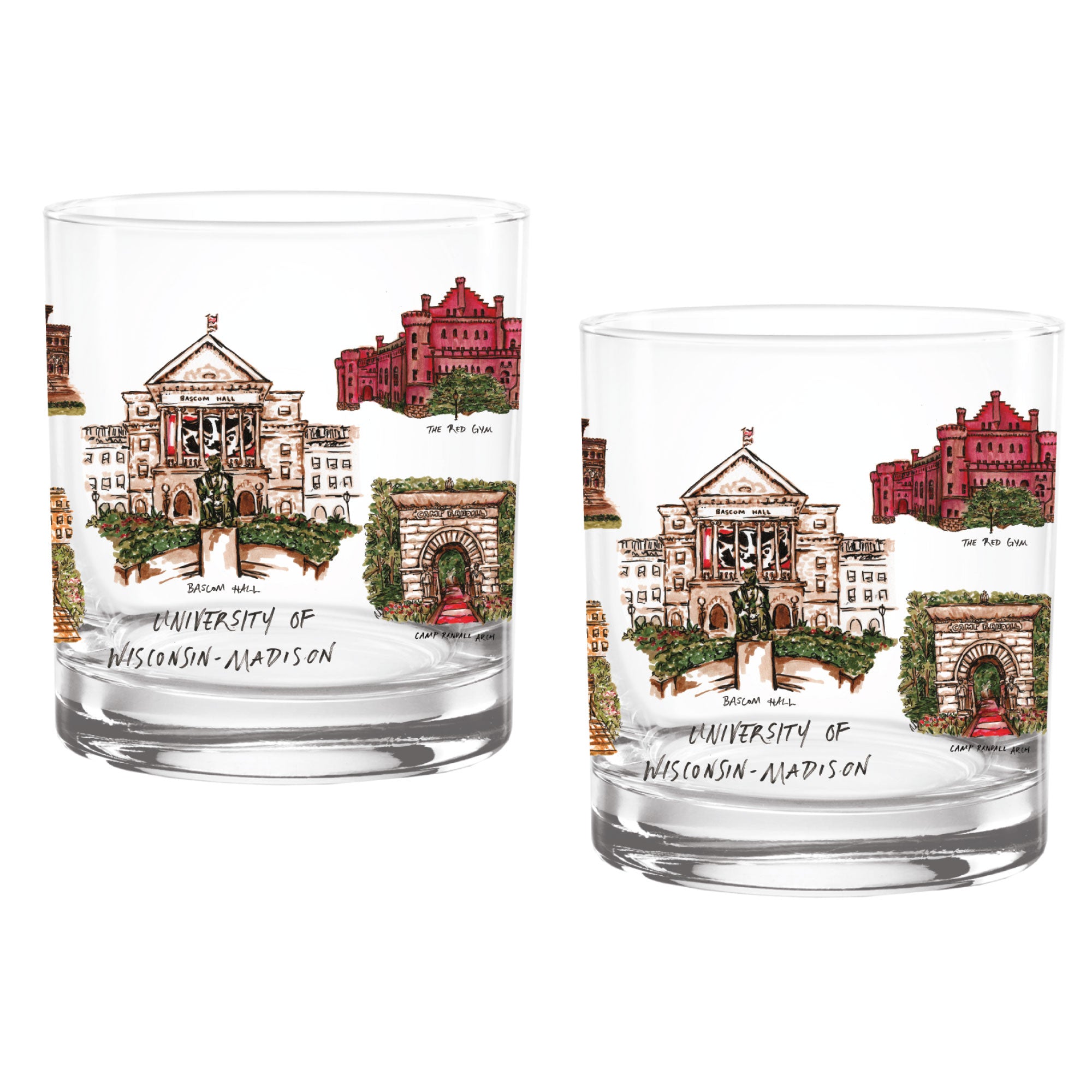 14oz Wisconsin Badgers Laura Wilcox University Collection 2-Pack Glass Set