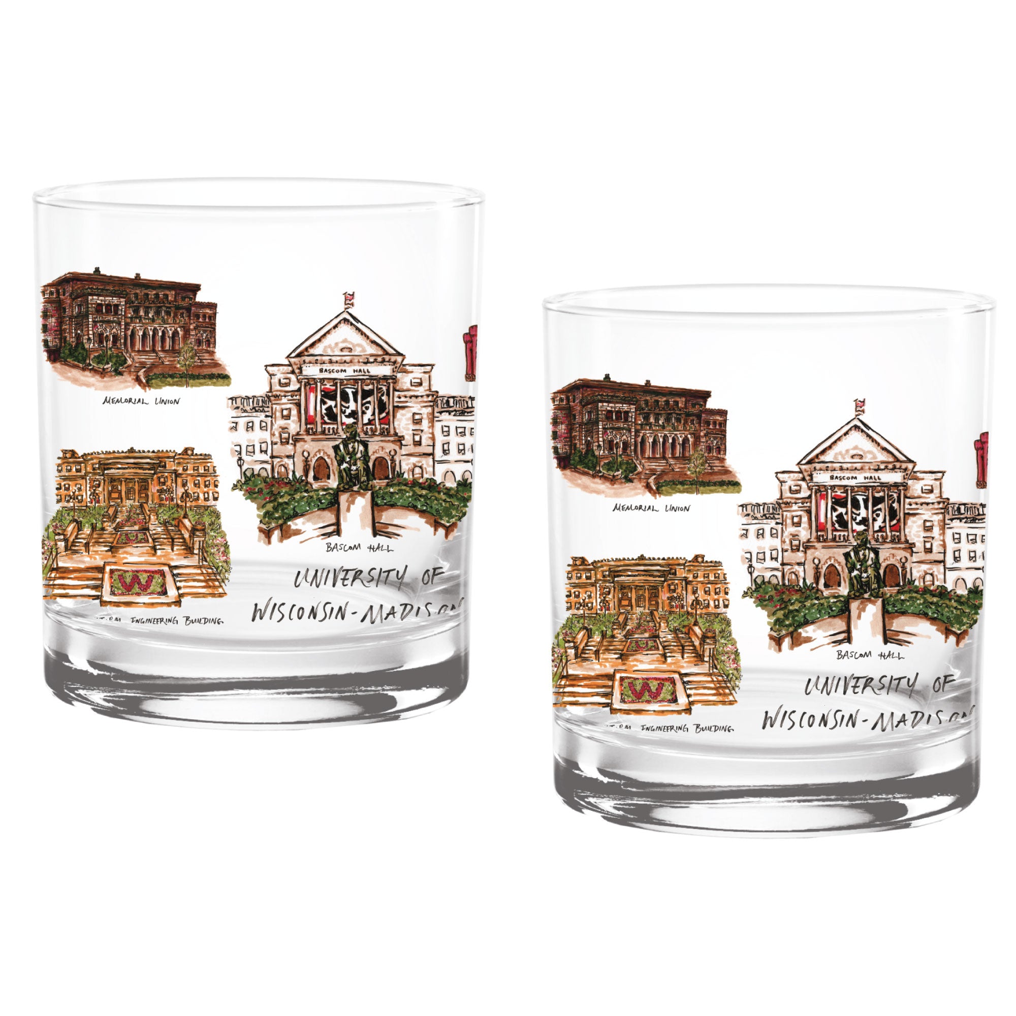 14oz Wisconsin Badgers Laura Wilcox University Collection 2-Pack Glass Set