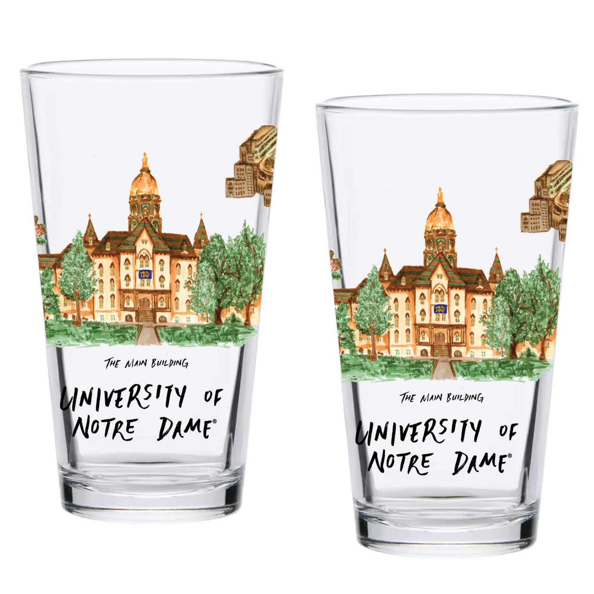 16oz Notre Dame Fighting Irish 2-Pack Pint Set by Laura Wilcox