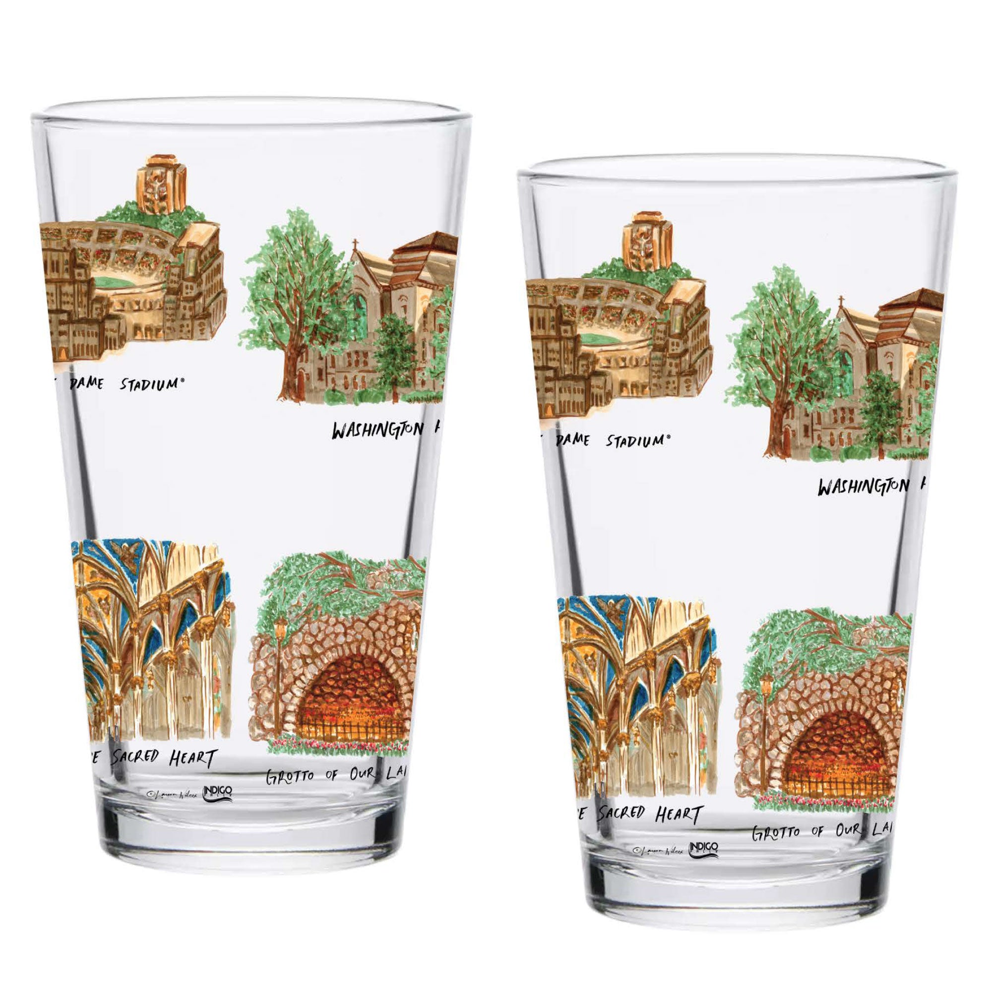 16oz Notre Dame Fighting Irish 2-Pack Pint Set by Laura Wilcox