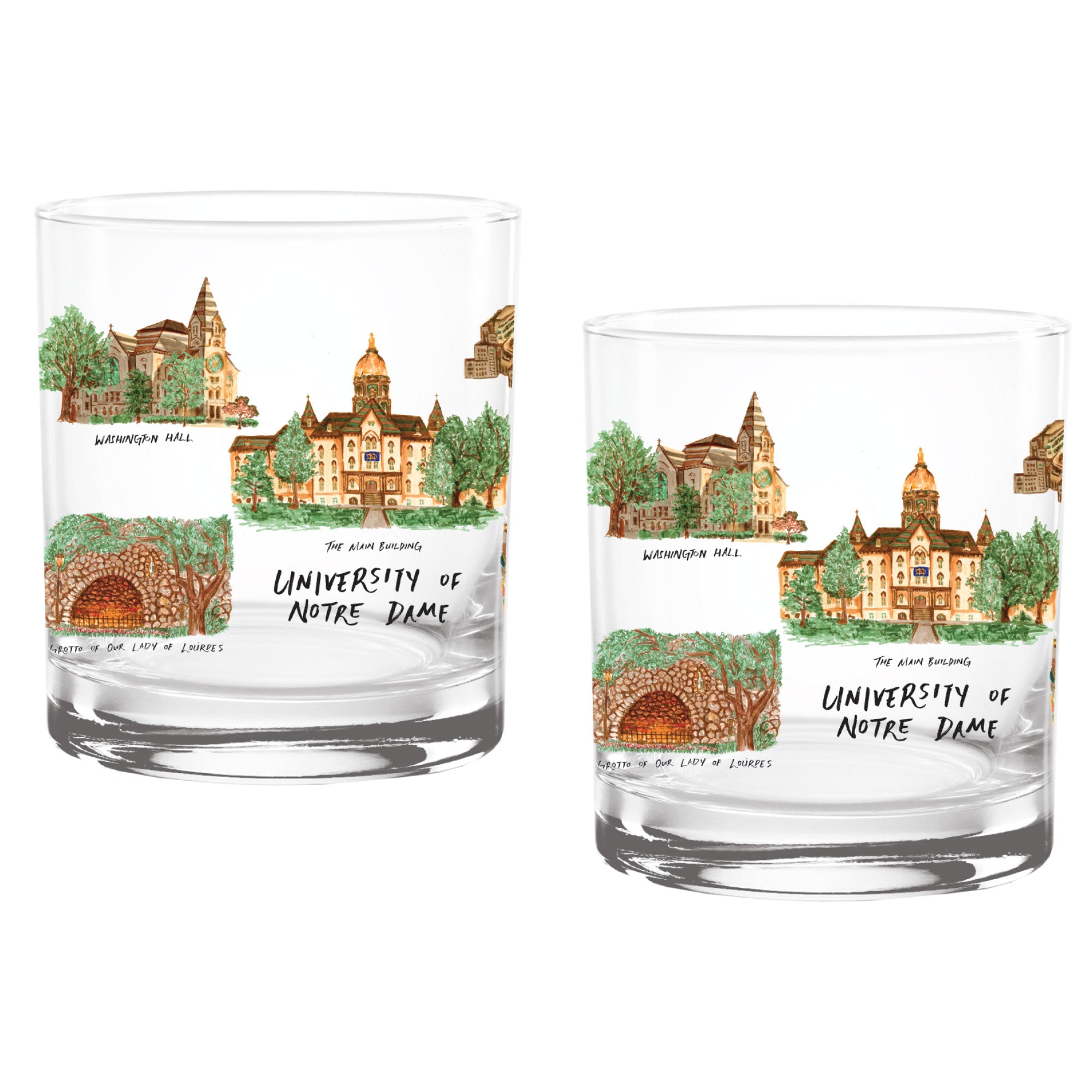 14oz Notre Dame Fighting Irish Laura Wilcox University Collection 2-Pack Glass Set