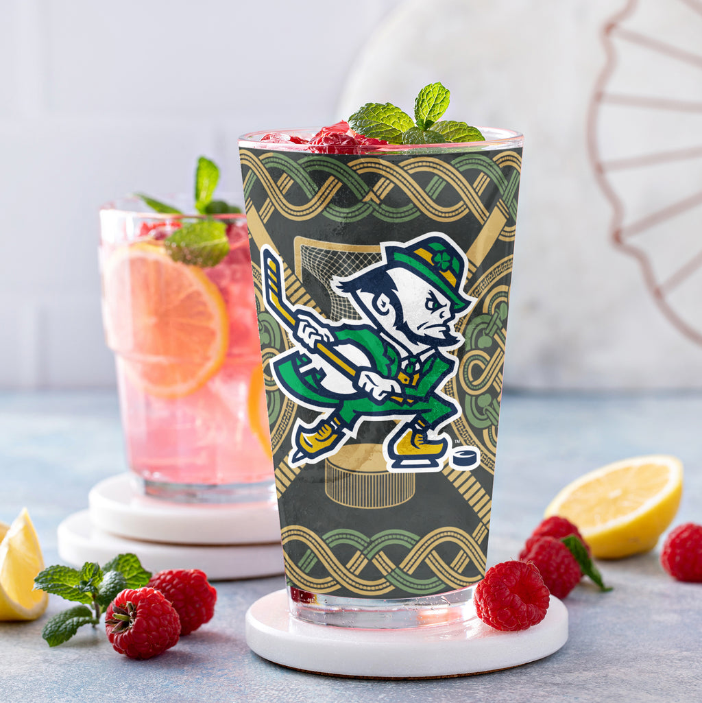 Set of 4 Notre Dame Fighting Irish Celtic Hockey Leprechaun 16oz Pints