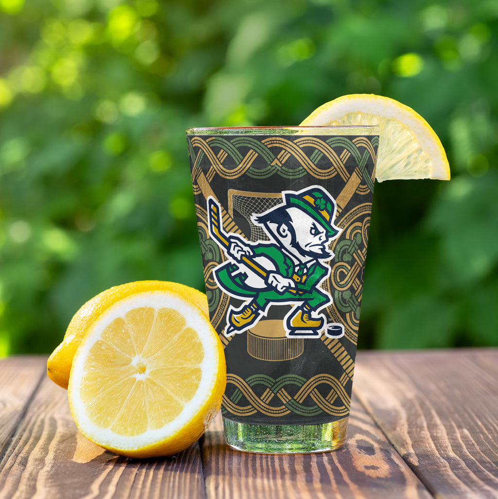 Set of 4 Notre Dame Fighting Irish Celtic Hockey Leprechaun 16oz Pints