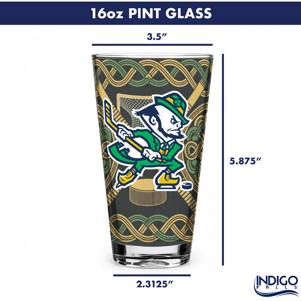 Set of 4 Notre Dame Fighting Irish Celtic Hockey Leprechaun 16oz Pints