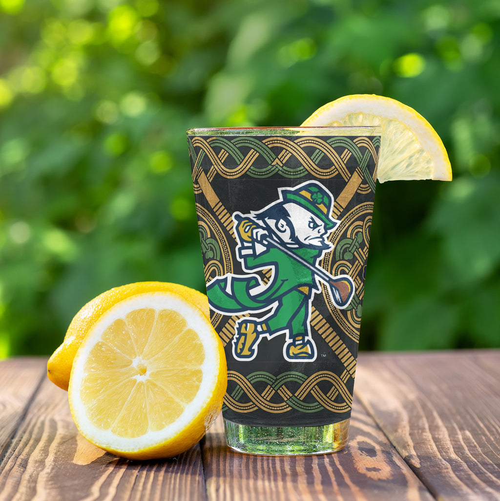 Set of 4 Notre Dame Fighting Irish Celtic Golf Leprechaun 16oz Pints