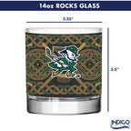 Set of 4 Notre Dame Fighting Irish Celtic Hockey Leprechaun 14oz Rocks Glasses