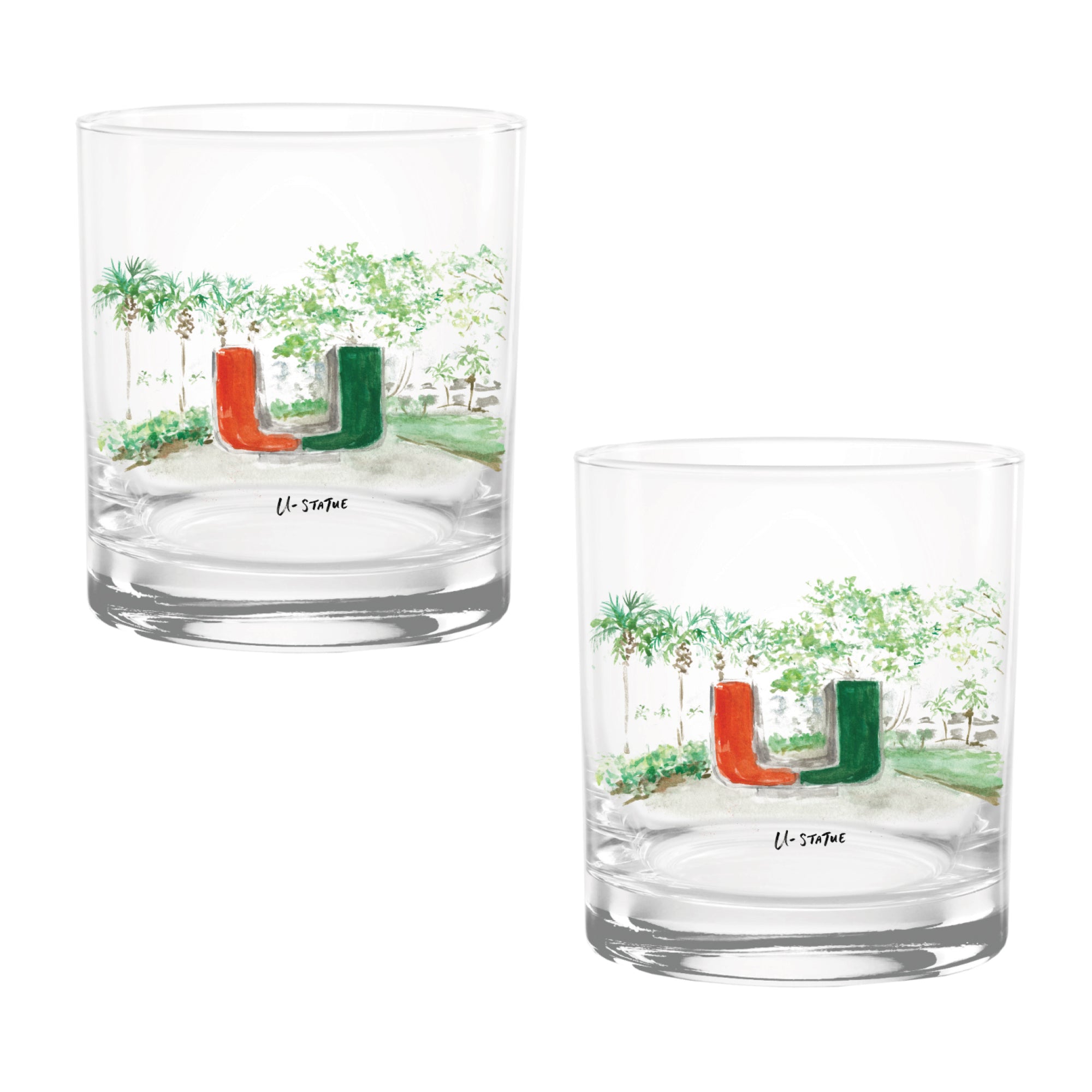 14oz Miami Hurricanes Laura Wilcox University Collection 2-Pack Glass Set